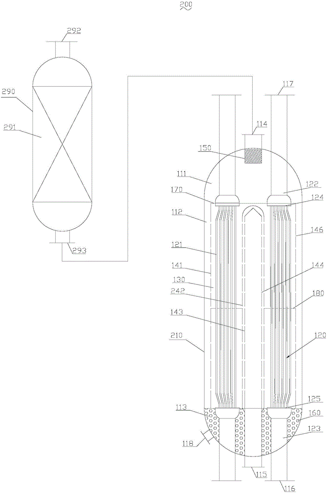 Steam rising type radial-flow reactor