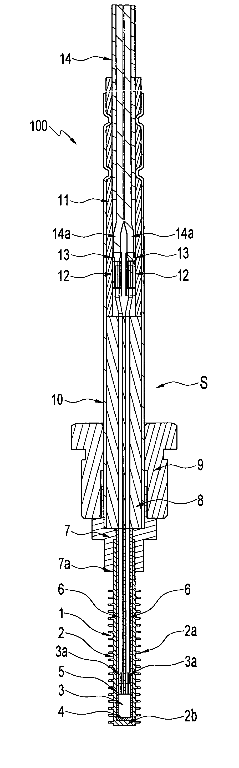 Temperature sensor that achieves a fast response in an exhaust gas environment