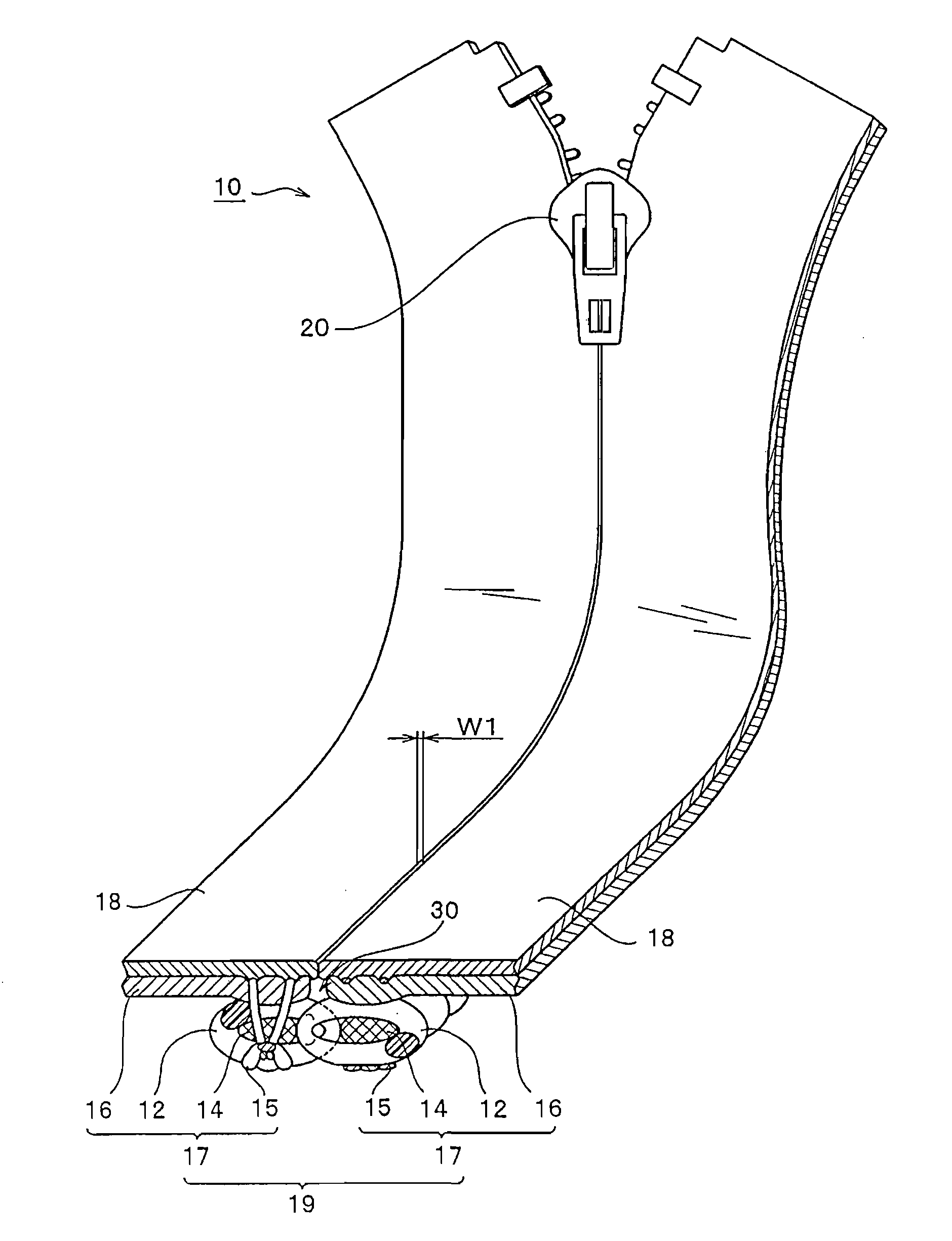 Liquid-tight slide fastener and method for manufacturing the liquid-tight slide fastener