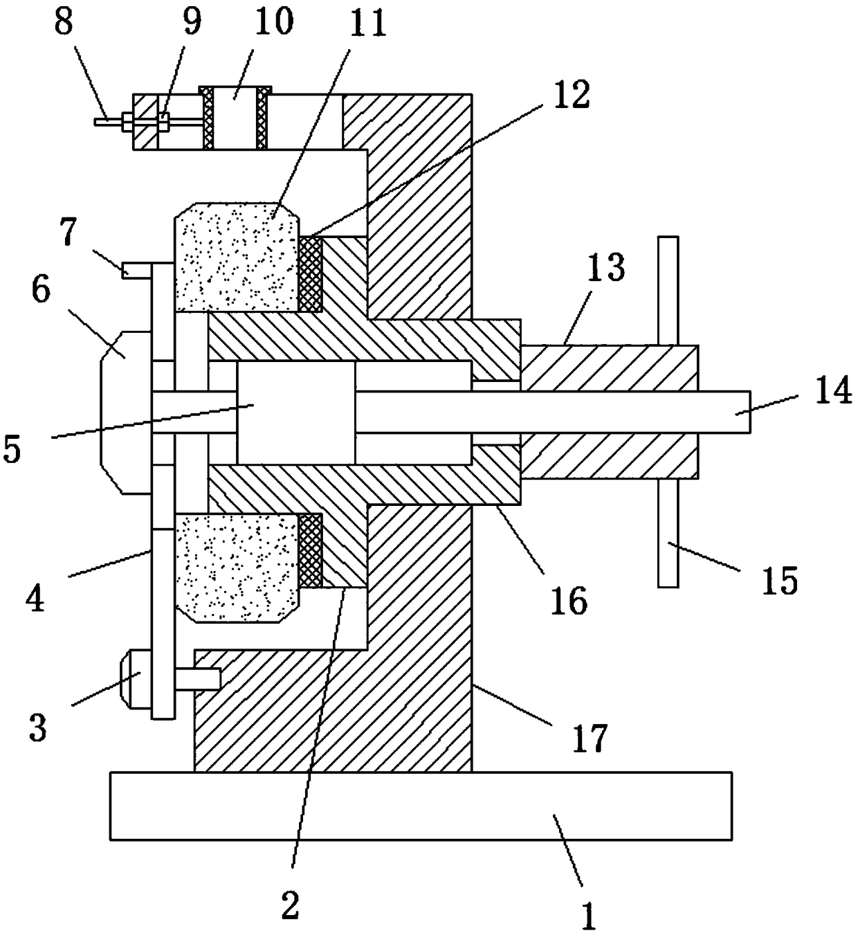 Clamping device for cylindrical face drilling of disk-shaped workpiece