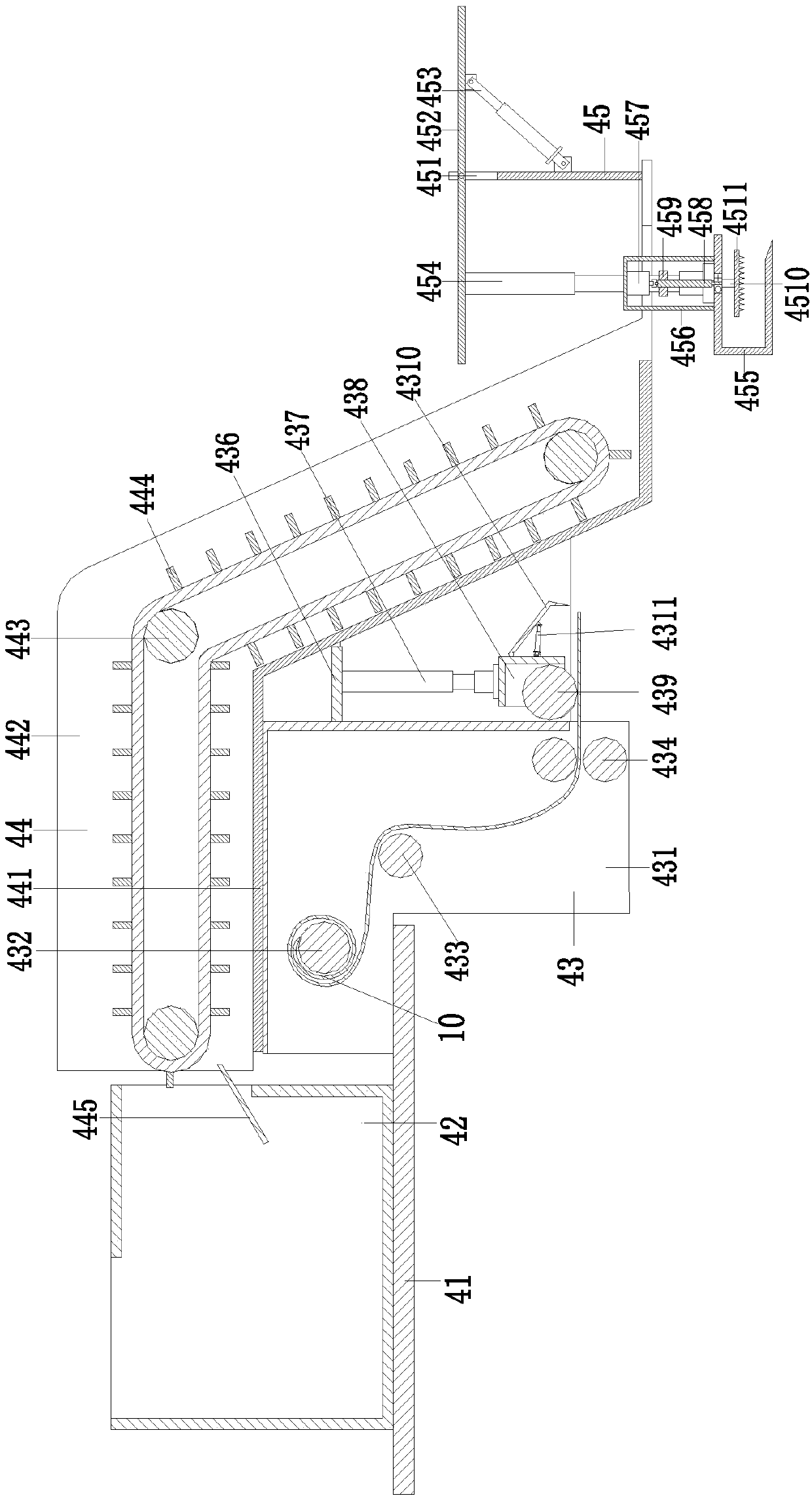 Paving and rolling device for cement concrete road repairing machinery in landscape garden