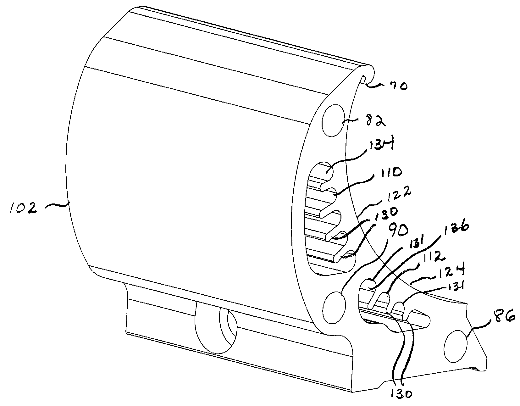 UV module shutter extrusion with internal cooling fins