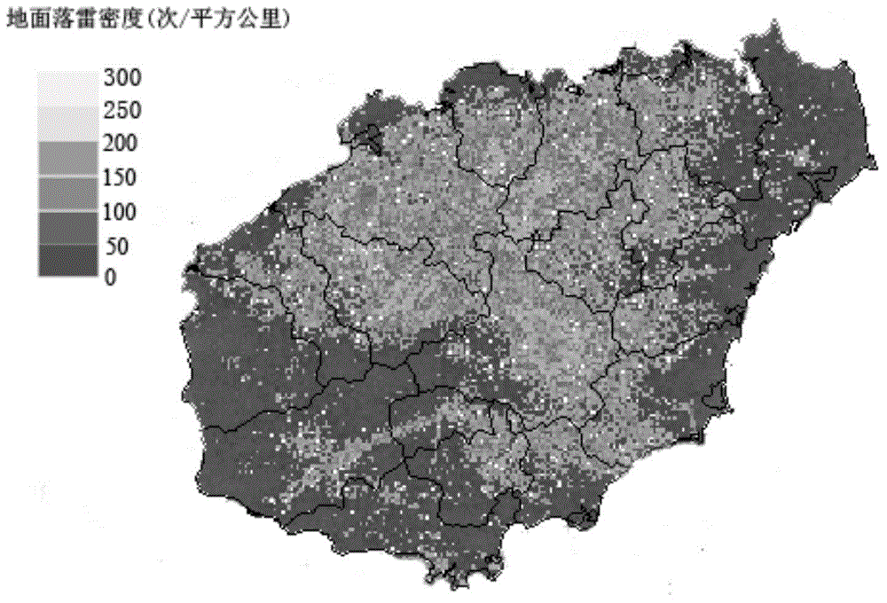 Calculation method for large-area region cloud-to-ground lightning density based on improved grid method