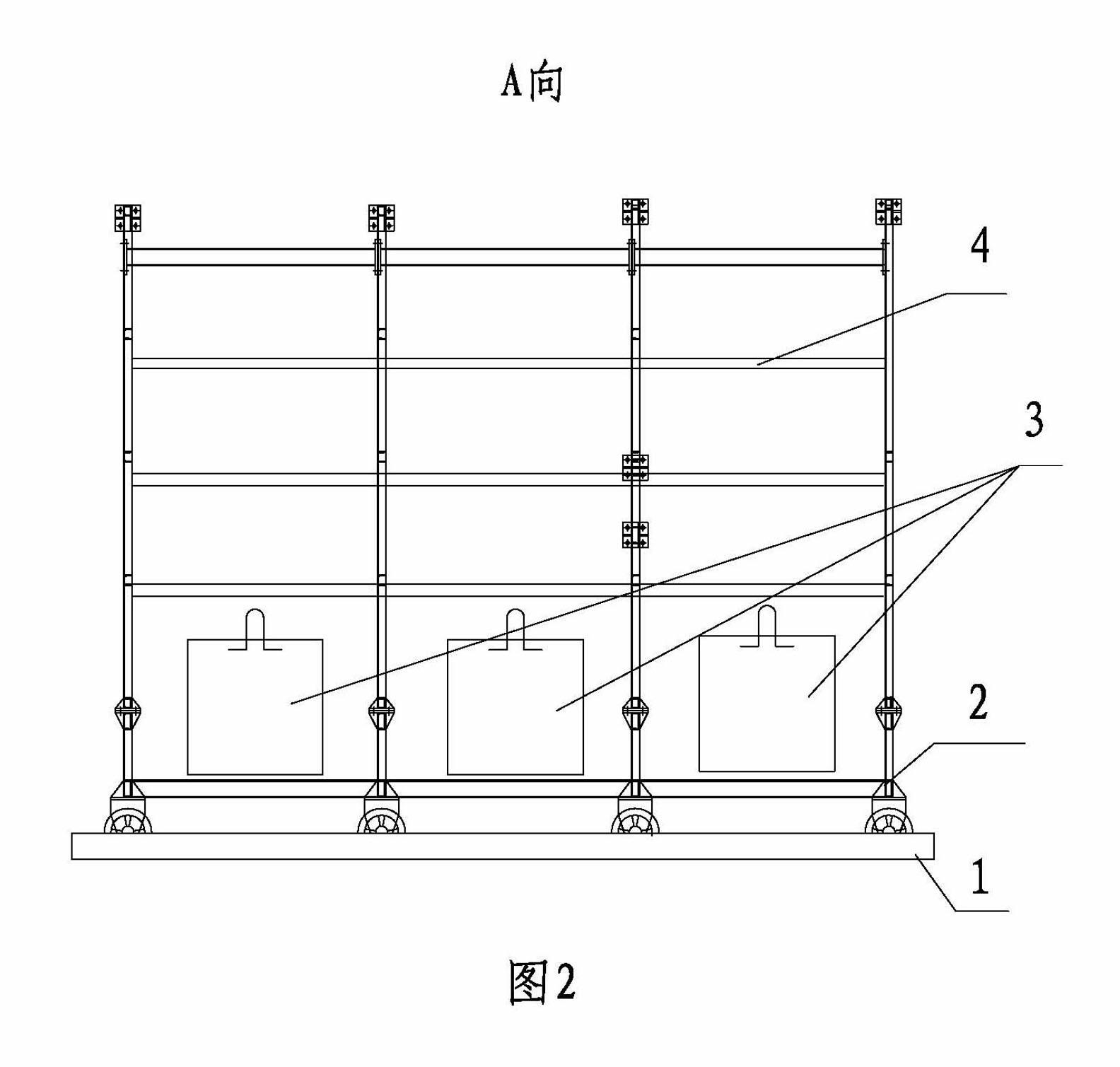 Upper air anti-collision guardrail module transfer hanging bracket and construction method