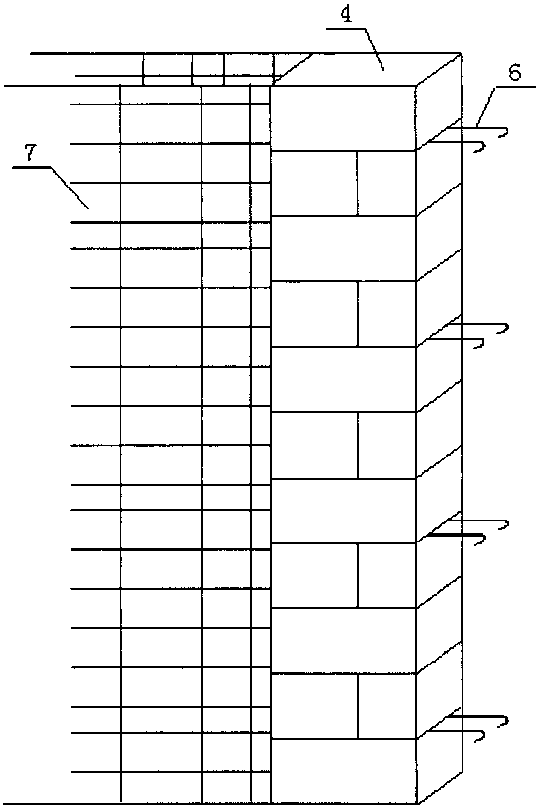 Rebar planting-free formwork erecting method for masonry construction and device thereof