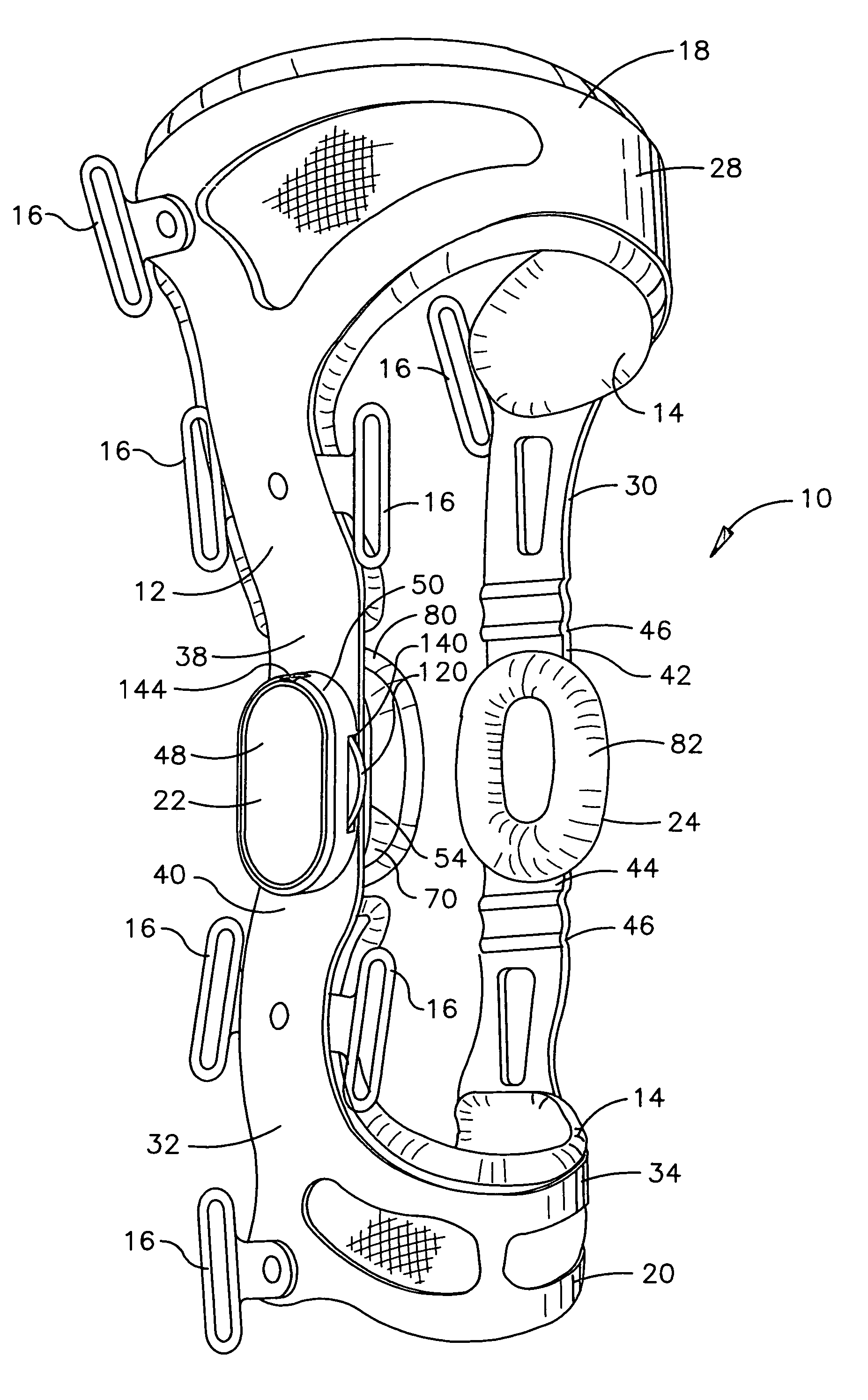 Rotational hinge assembly for a knee brace having an osteoarthritis treatment function