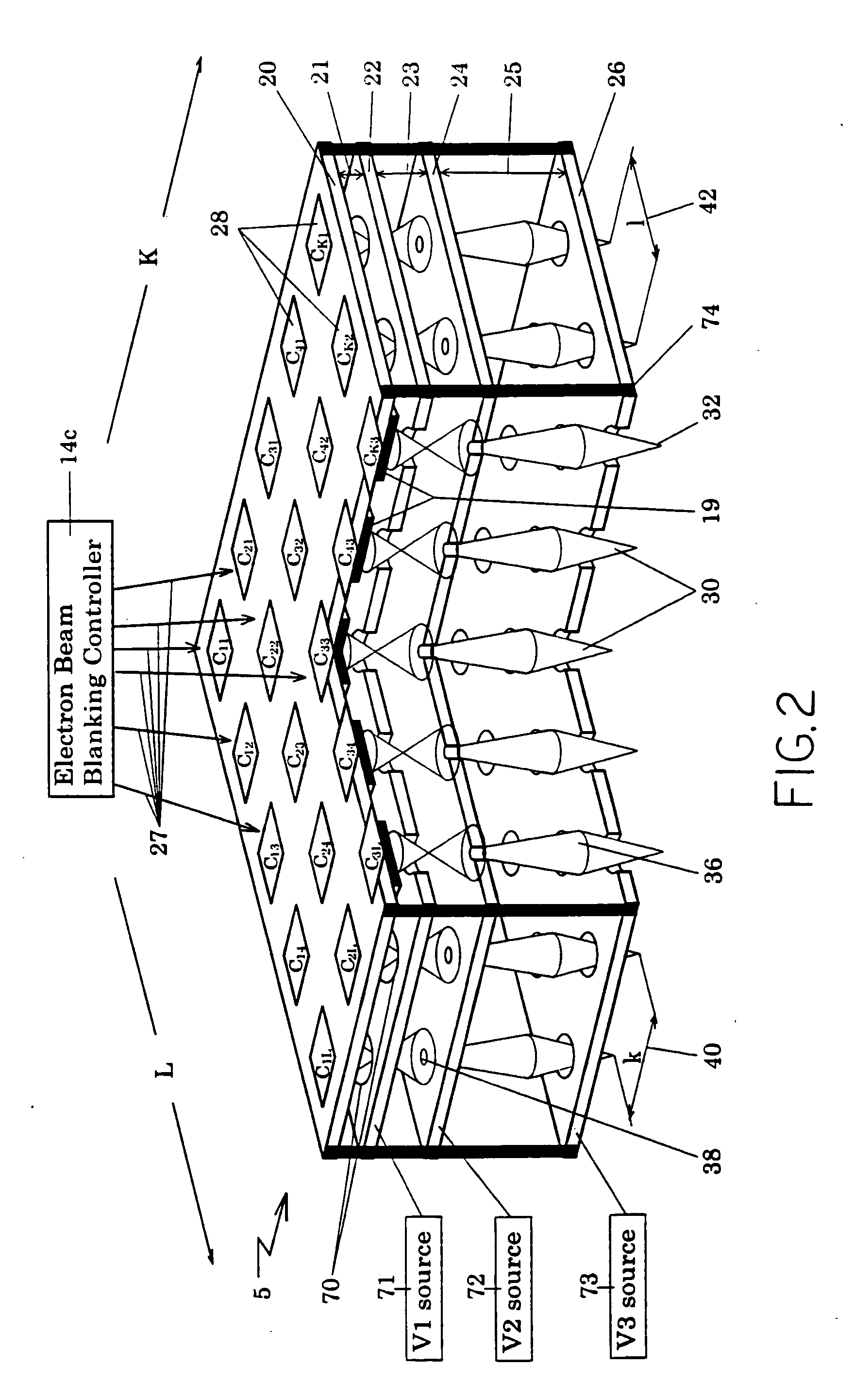 Parallel multi-electron beam lithography for IC fabrication with precise X-Y translation