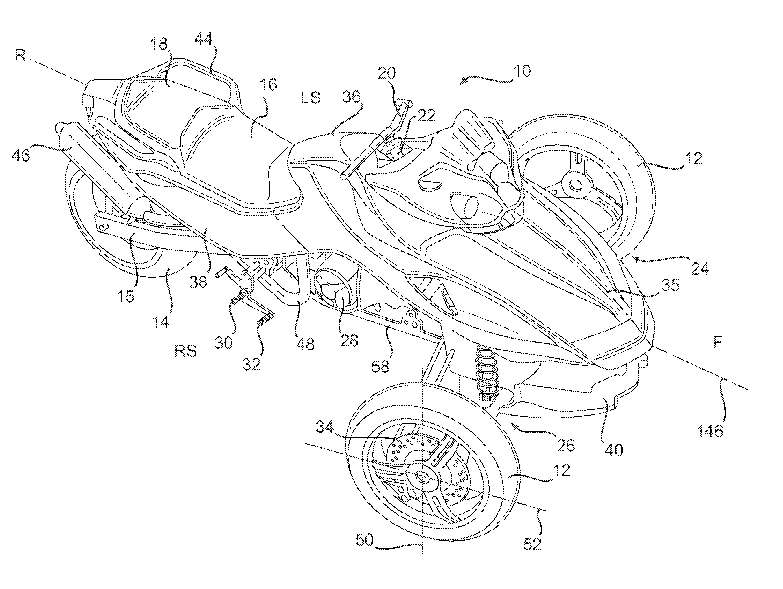 Leaning vehicle with tilting front wheels and suspension therefor