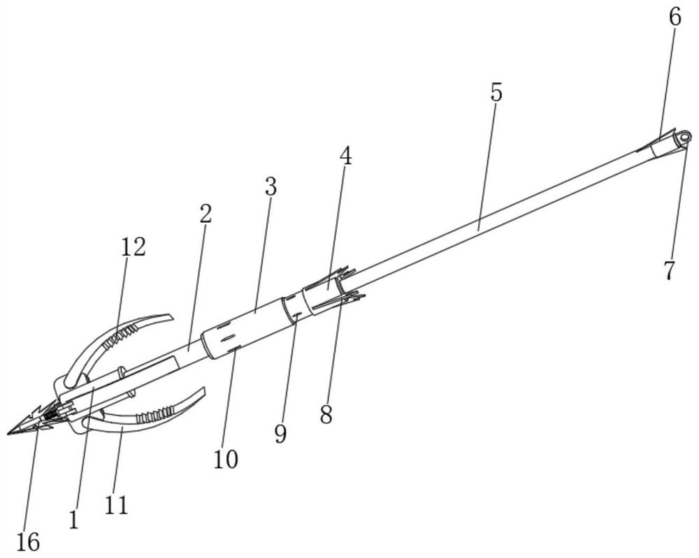 A detachable and assembled long-distance positioning rope claw