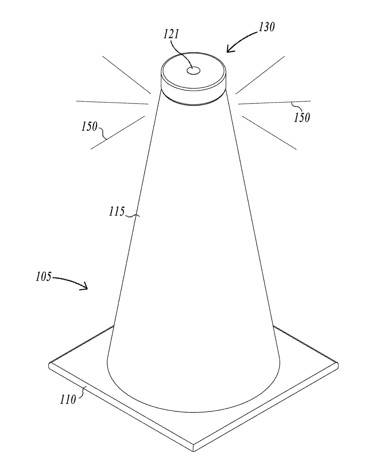 Safety cone with controlled illumination