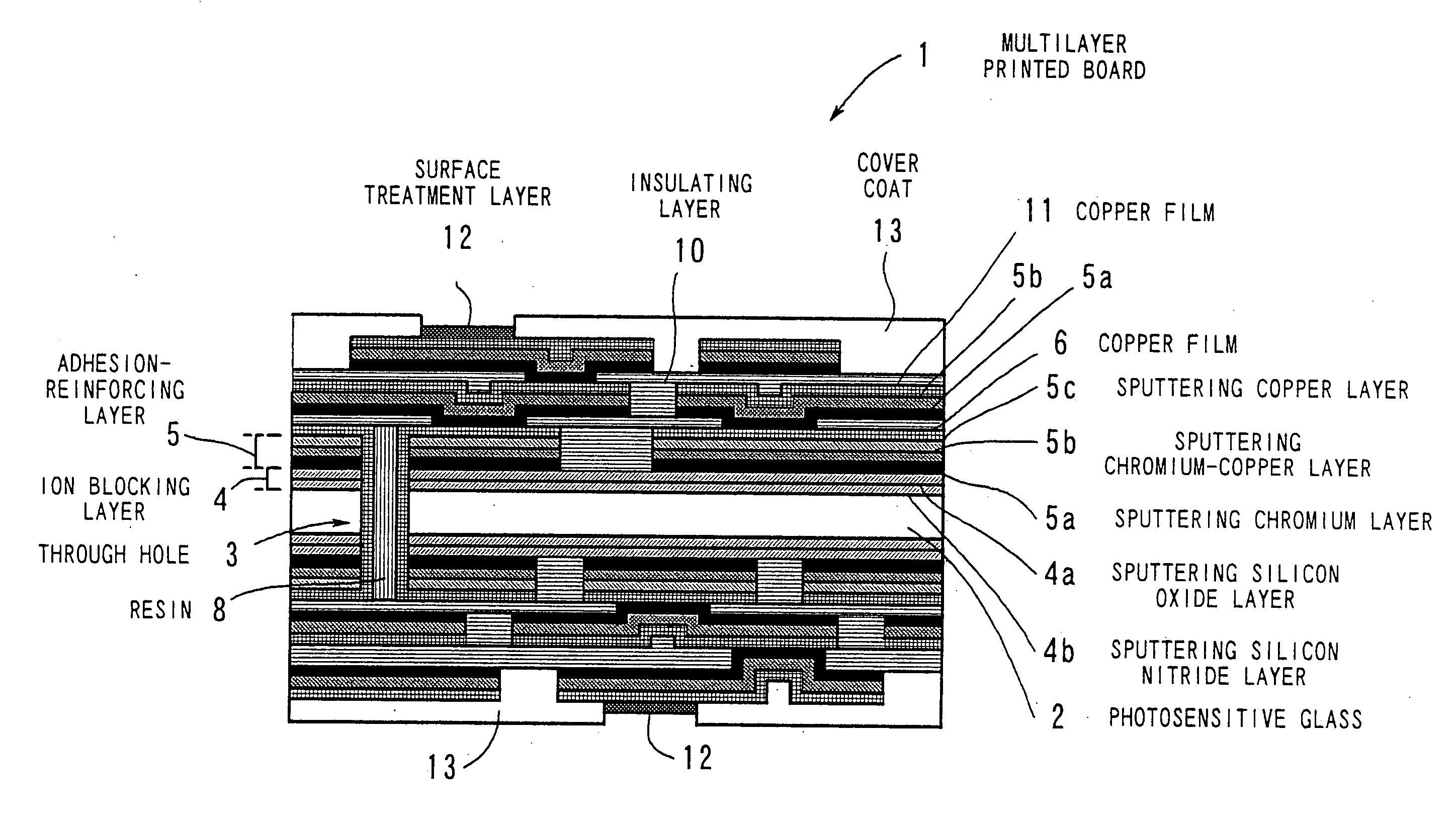 Multilayer printed wiring board and a process of producing same