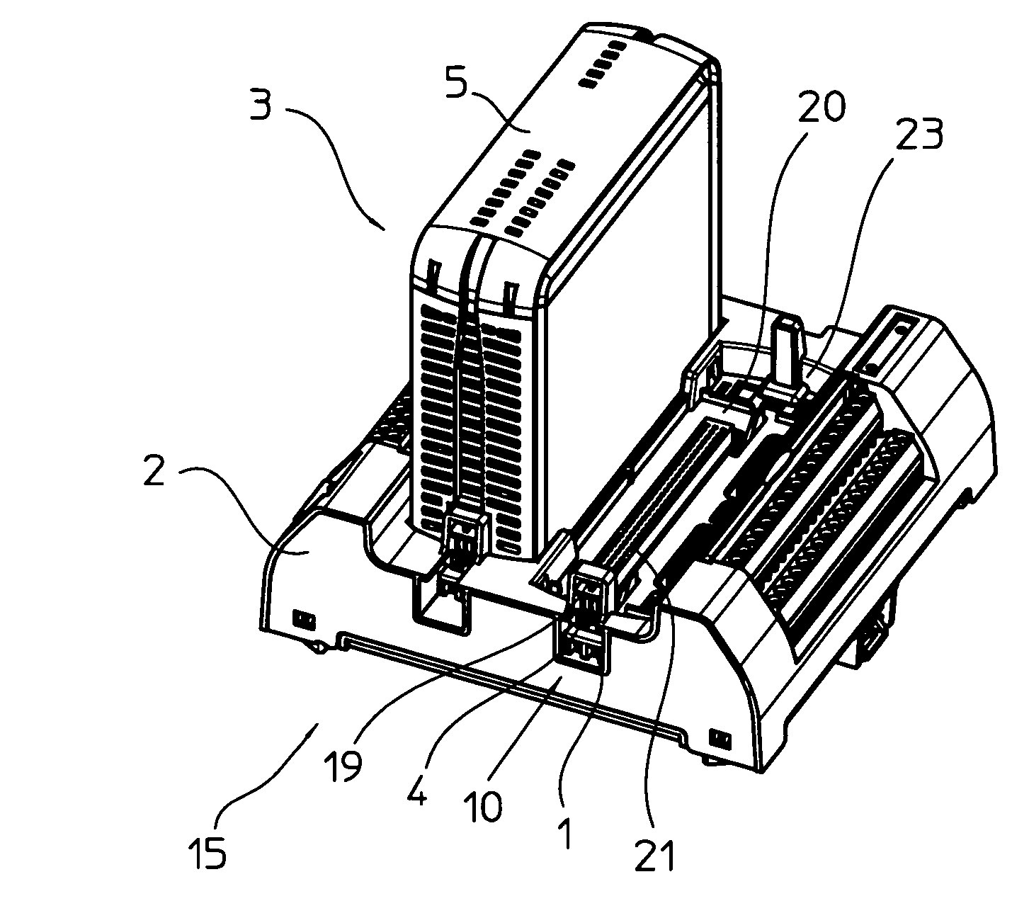 Locking mechanism for a housing to hold a plug-in module