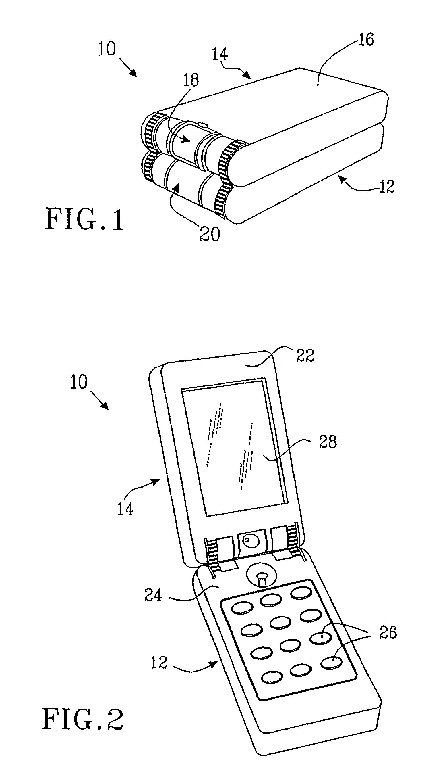 Flexible conductors connected between two parts of a portable electronic device