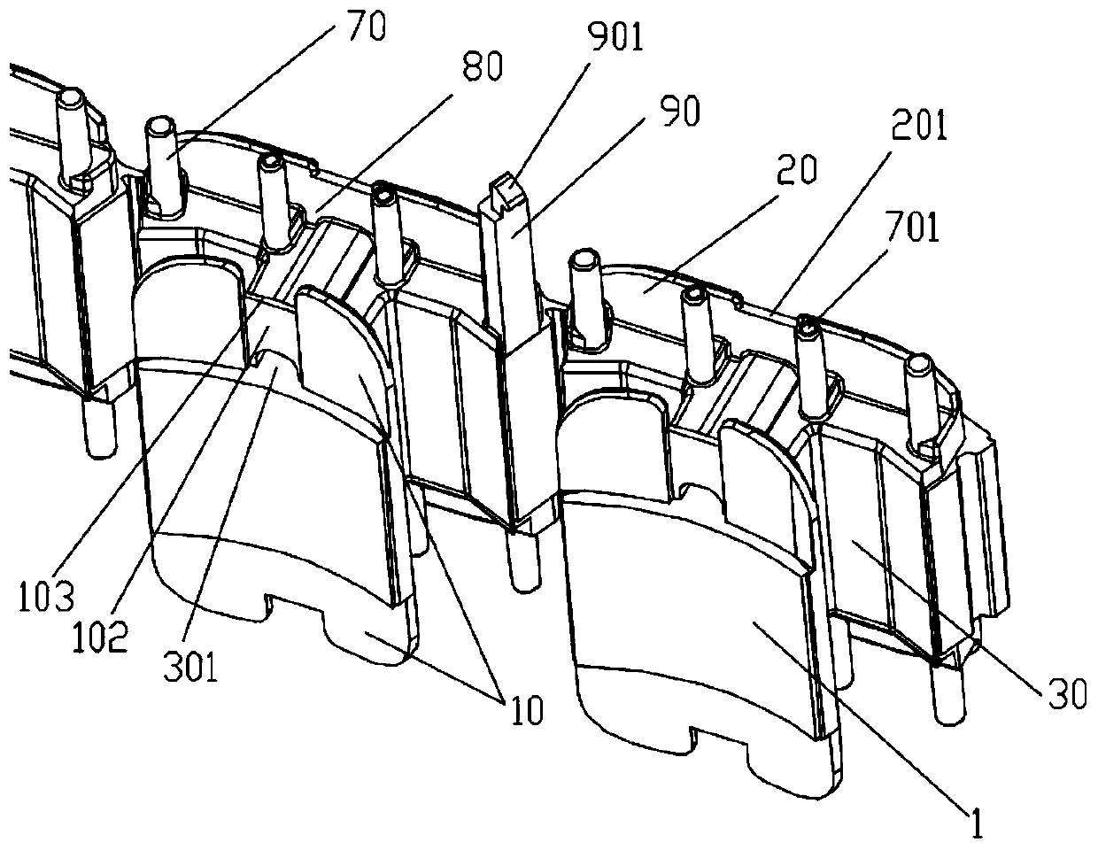 Insulating framework structure, stator and motor