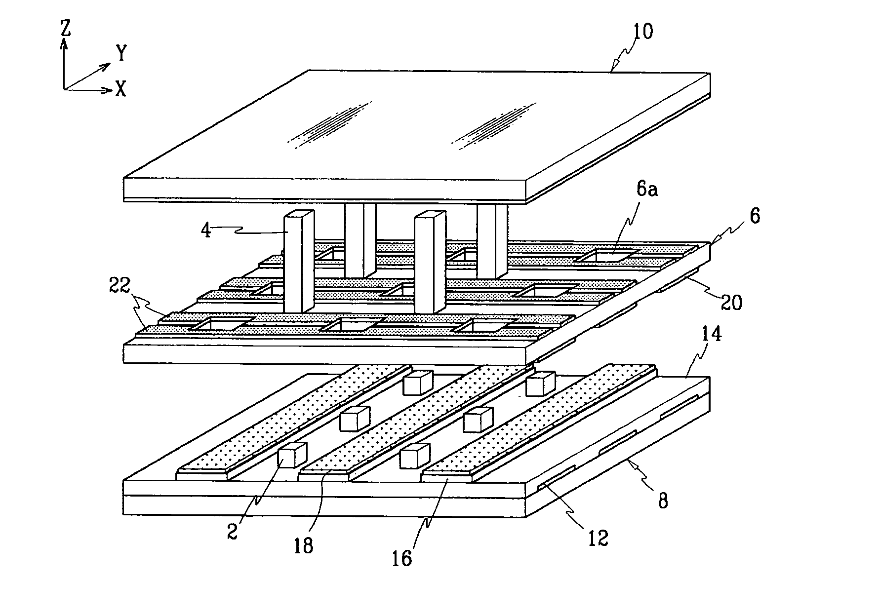 Flat panel display device having planar field emission source