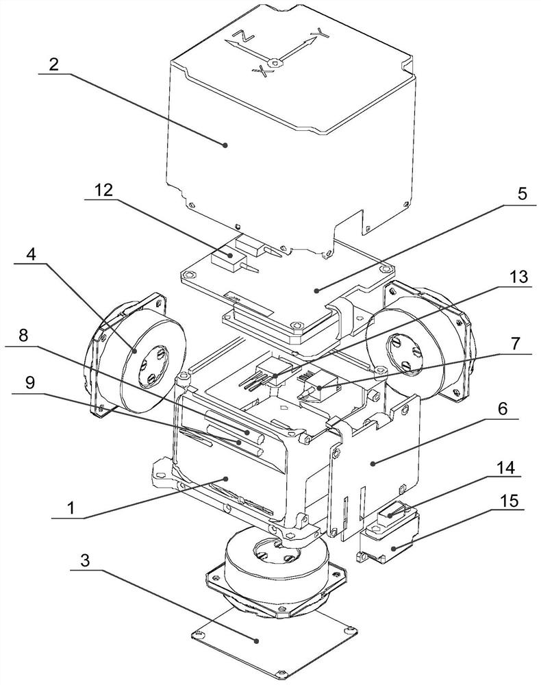 Small-sized light-weight three-axis gyroscope combination for space navigation