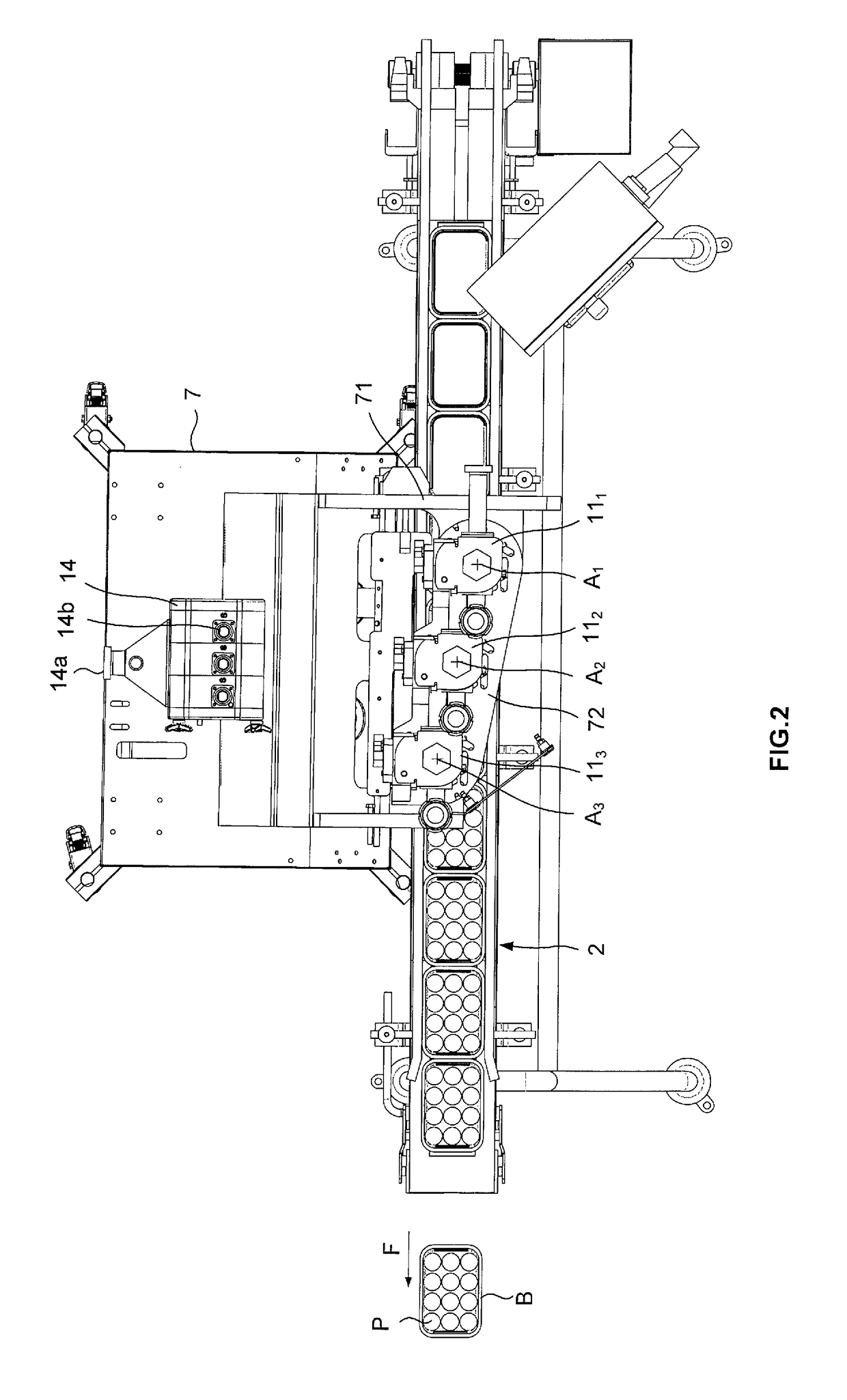 Method and machine for the production of portions, including means for ejecting said portions