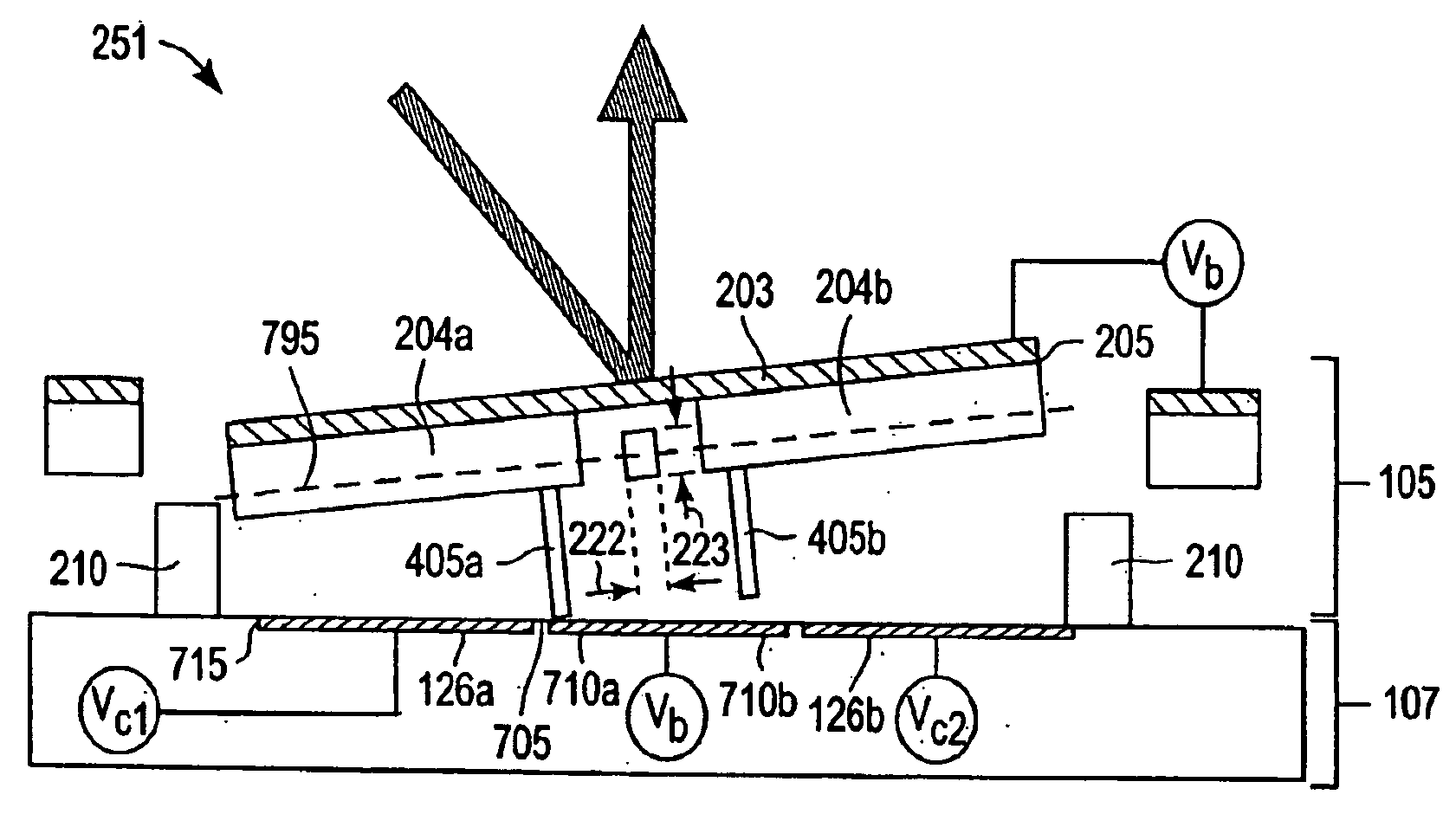 High fill ratio reflective spatial light modulator with hidden hinge