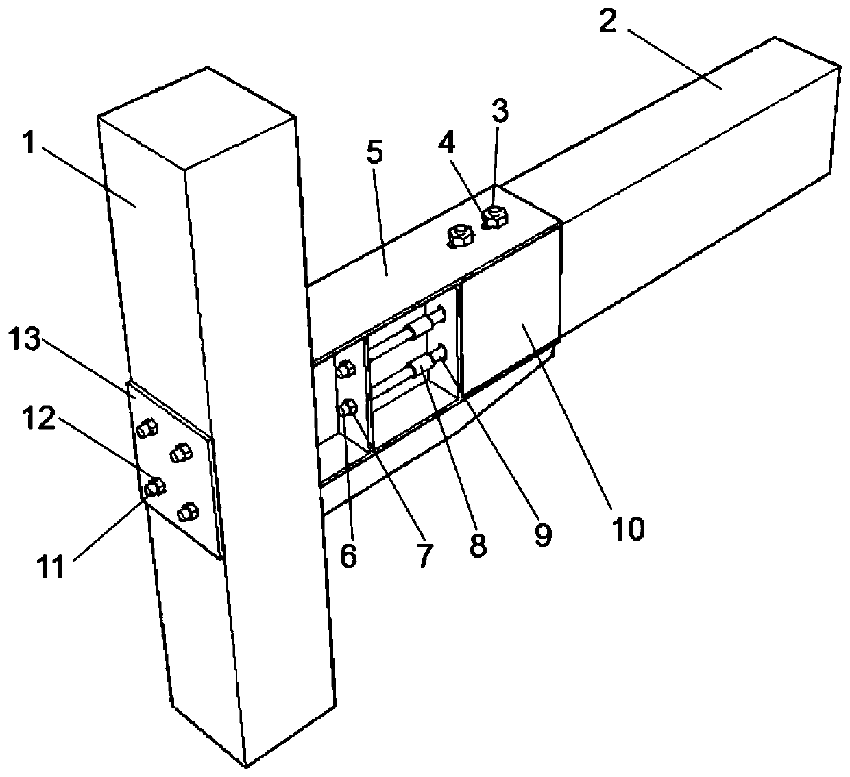 Replaceable energy dissipation wood structure beam-column joint