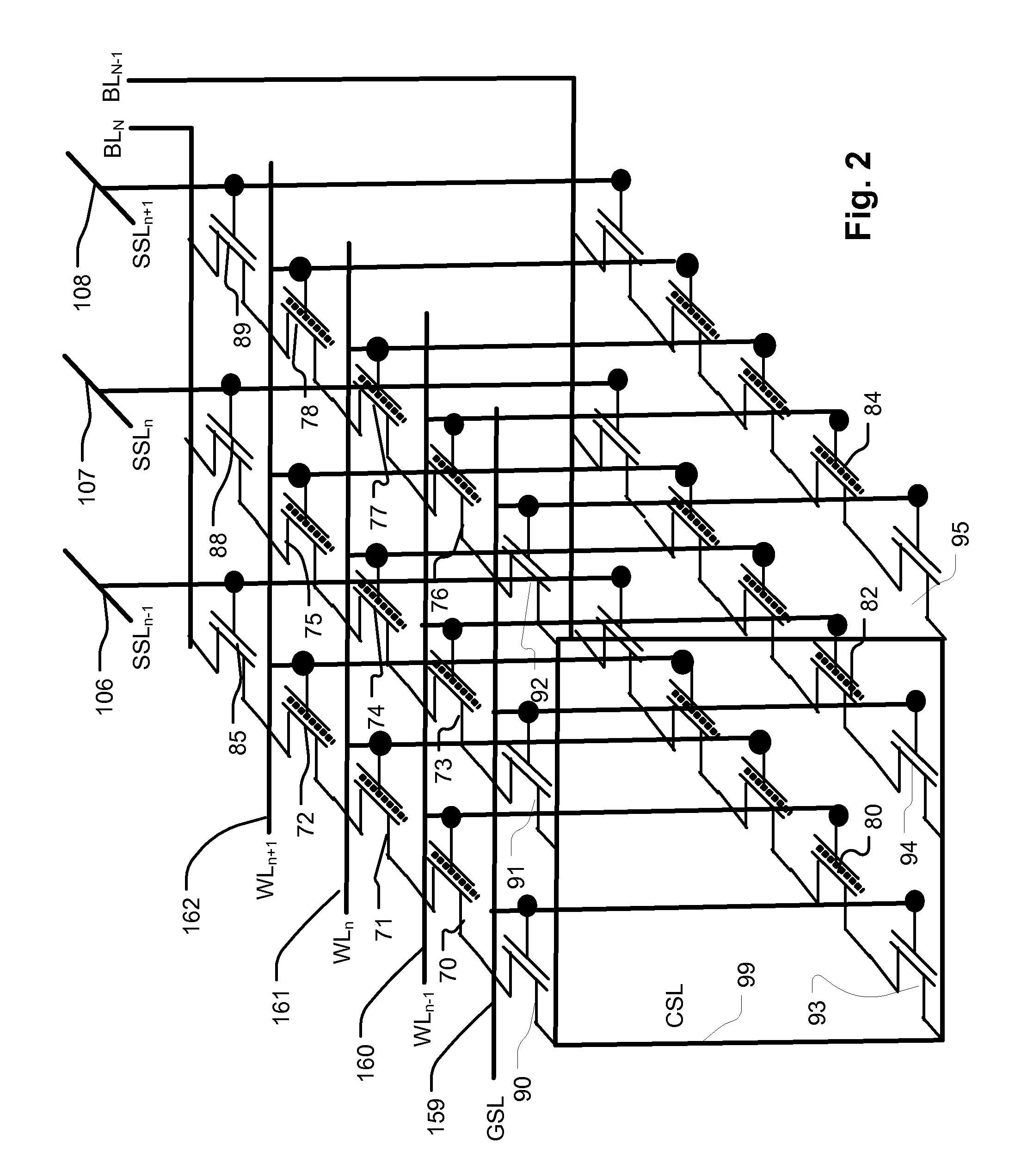 NAND flash with non-trapping switch transistors