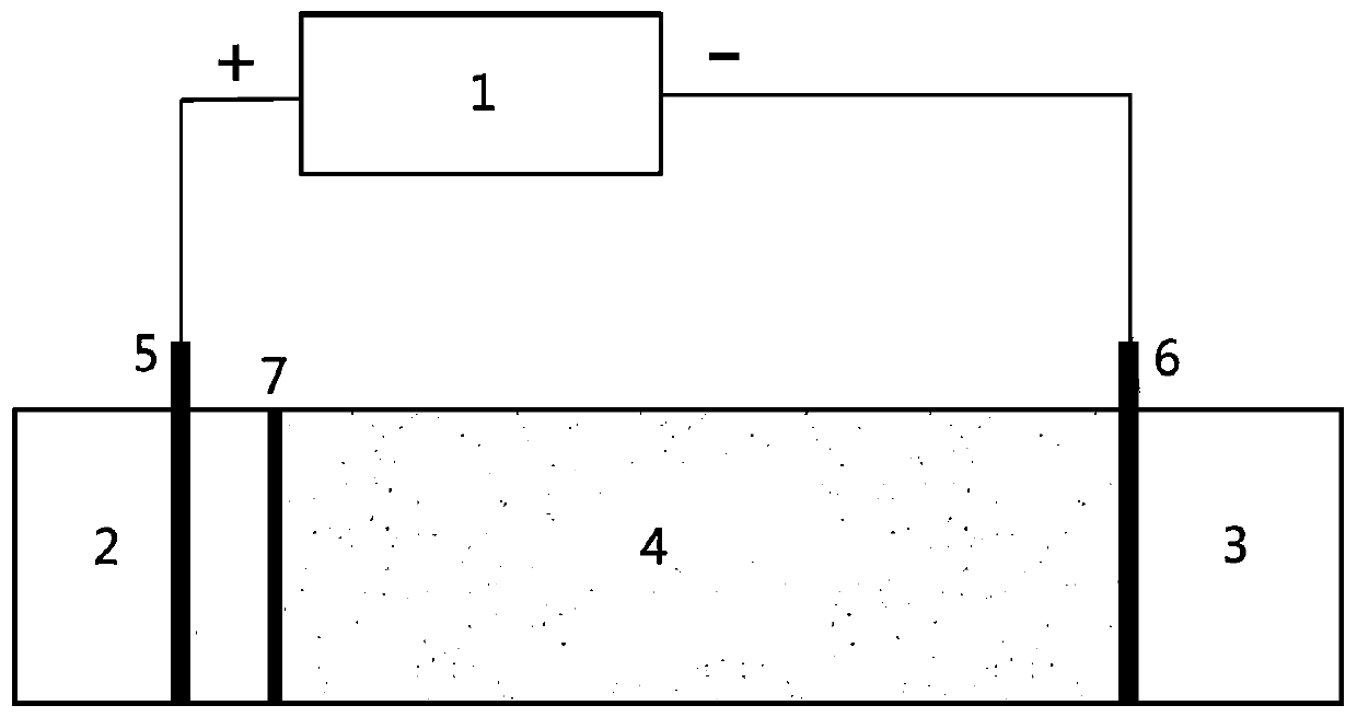 Method used for reinforced electric restoration of arsenic chromium composite polluted soil with reducing agent/chelating agent