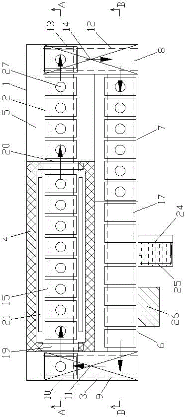 Automatic displacement feeding, baking and cooling device and method