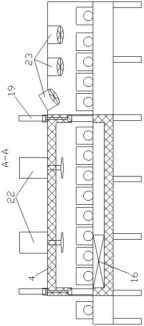 Automatic displacement feeding, baking and cooling device and method