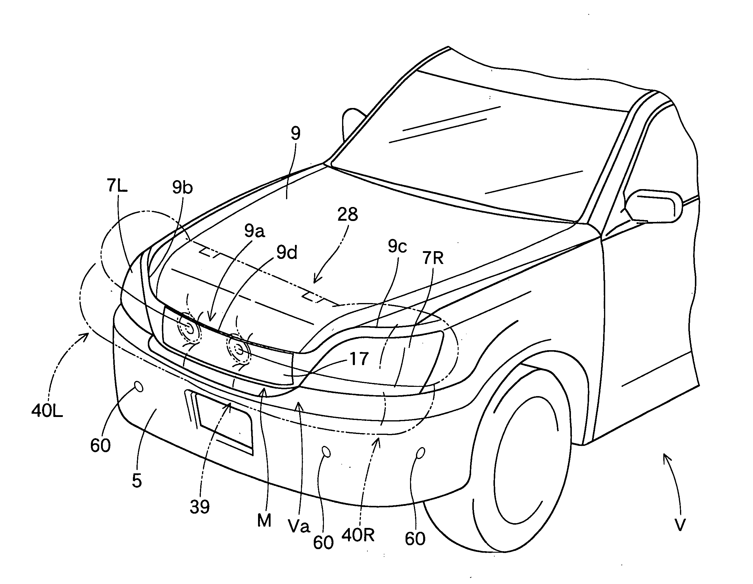 Airbage apparatus for pedestrian protection