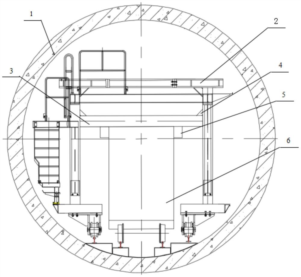 Construction method for tunnel return of matched trolley after low-gravity-center dragging shield