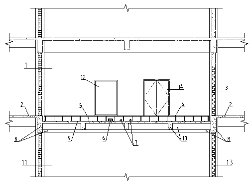 Floor slab ground structure suitable for information system computer room in building