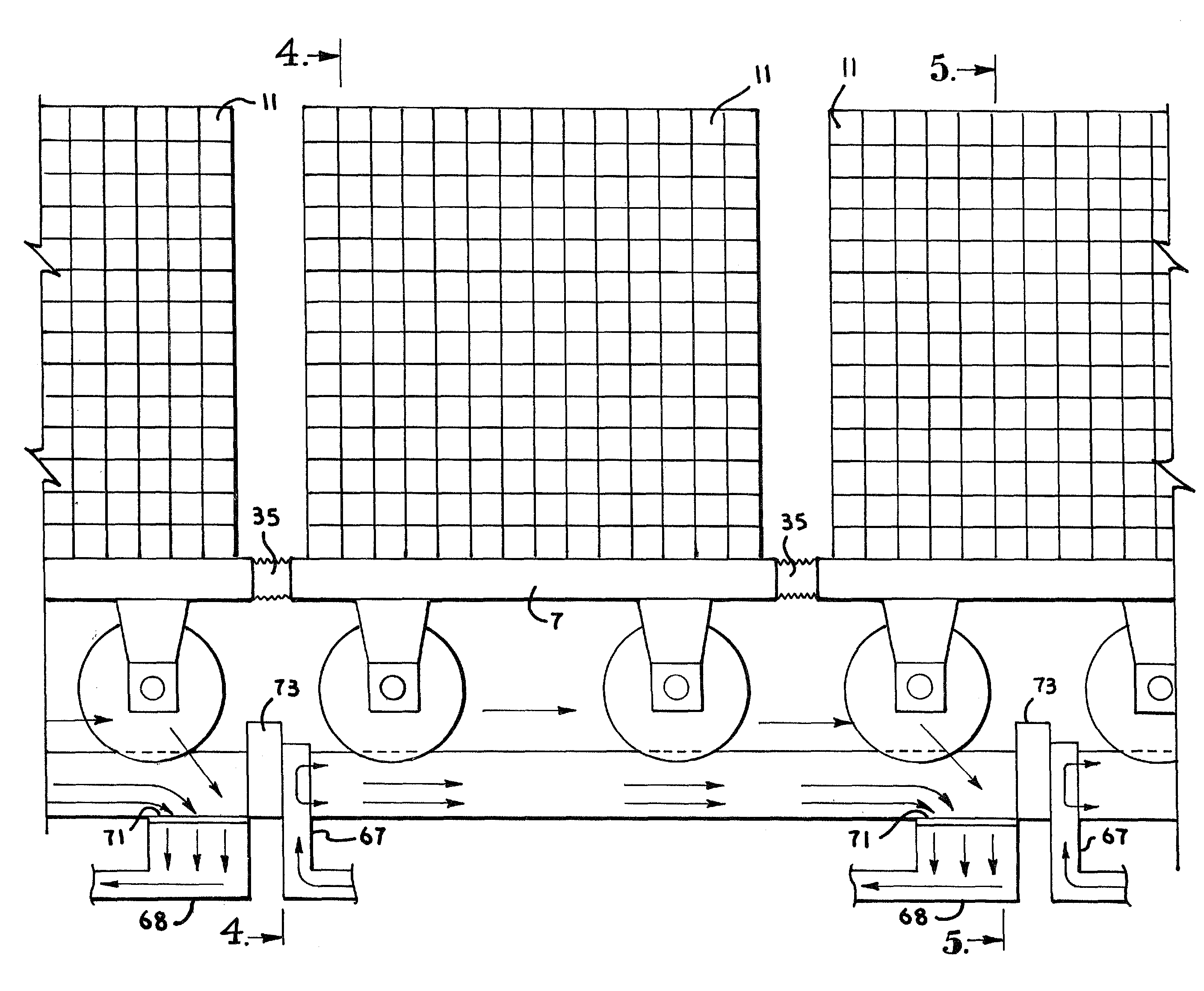 Method and apparatus for cooling the underside of kiln cars