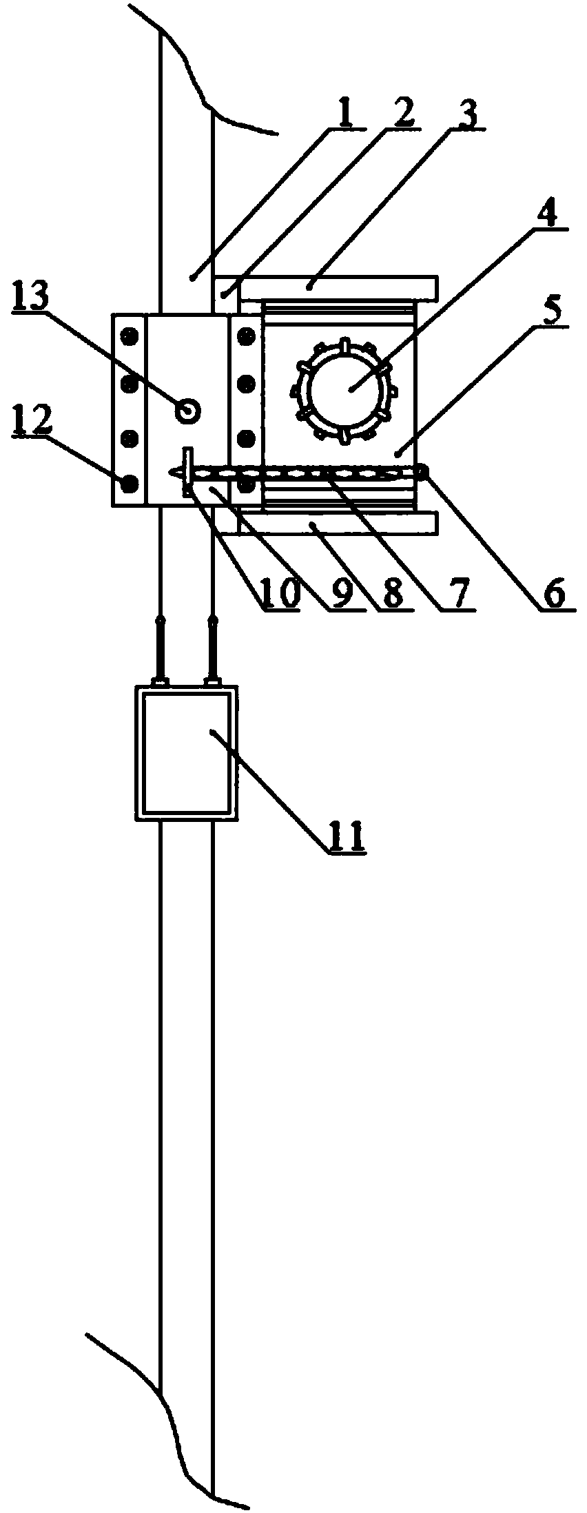 Safety anti-falling device of street lamp pole communication micro base station