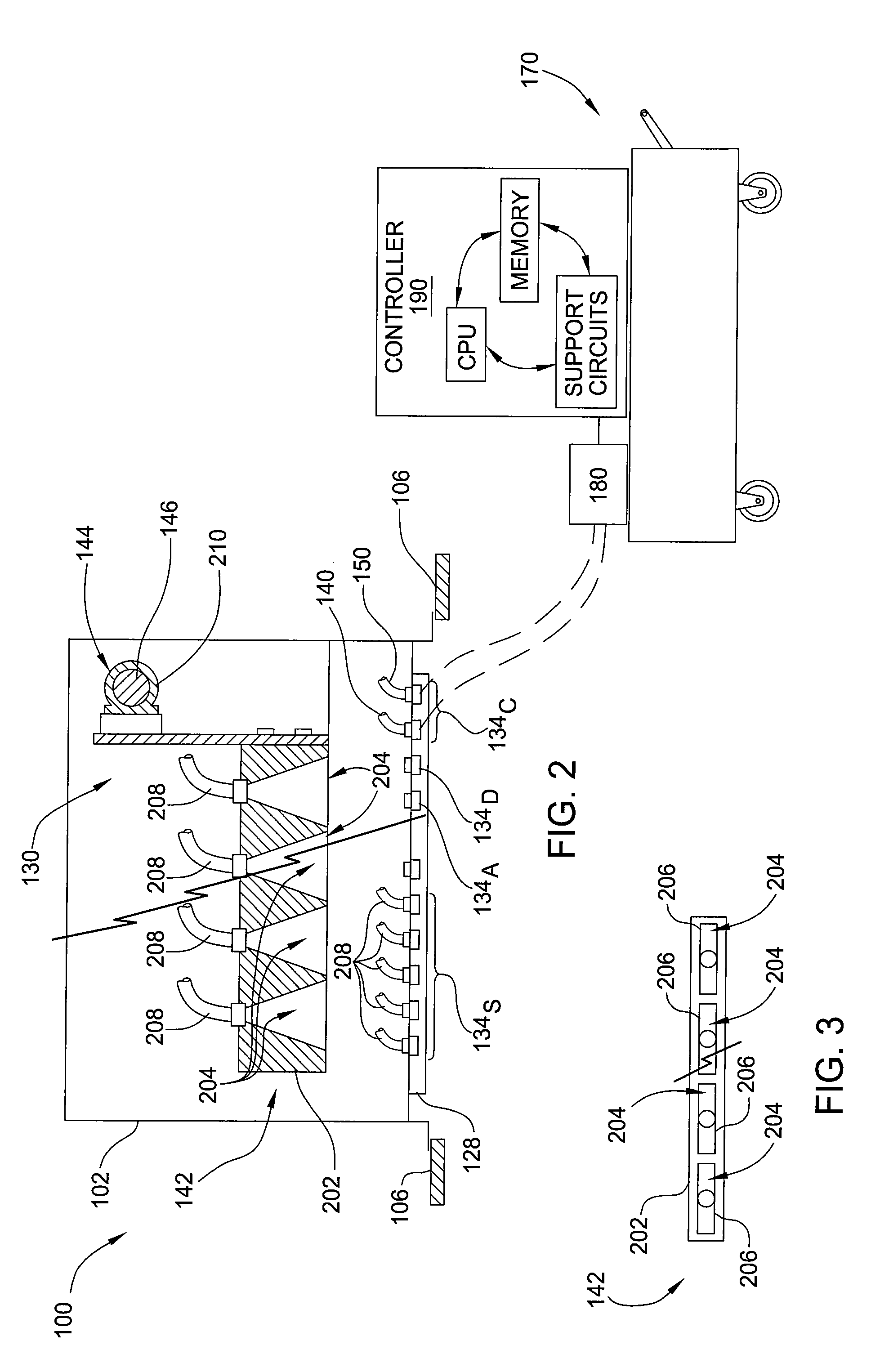 Exhaust filter module with mechanically positionable scan probe