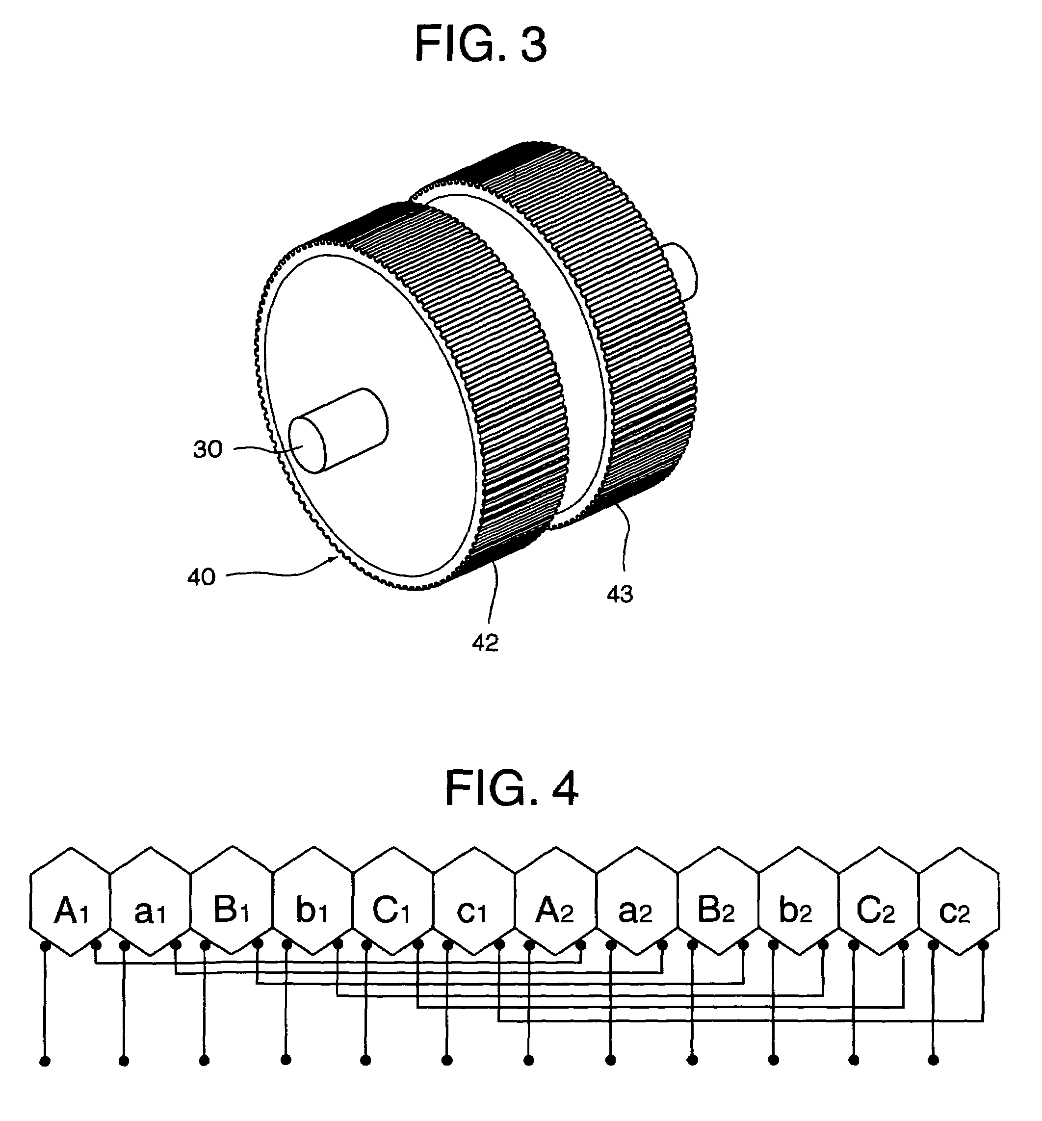 Hybrid type double three-phase electric rotating machine