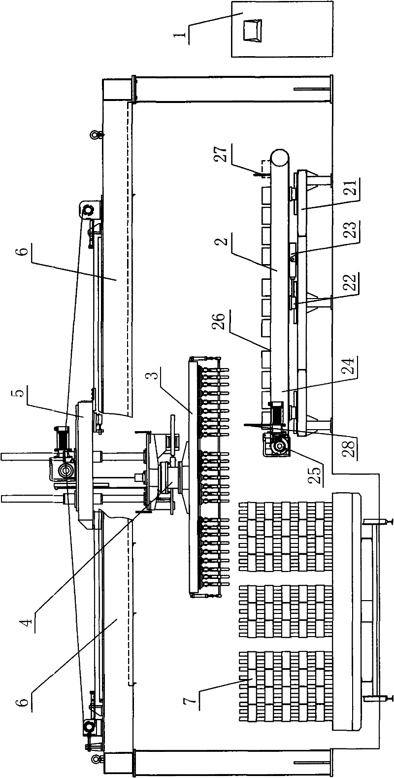 Automatic adobe stacking device