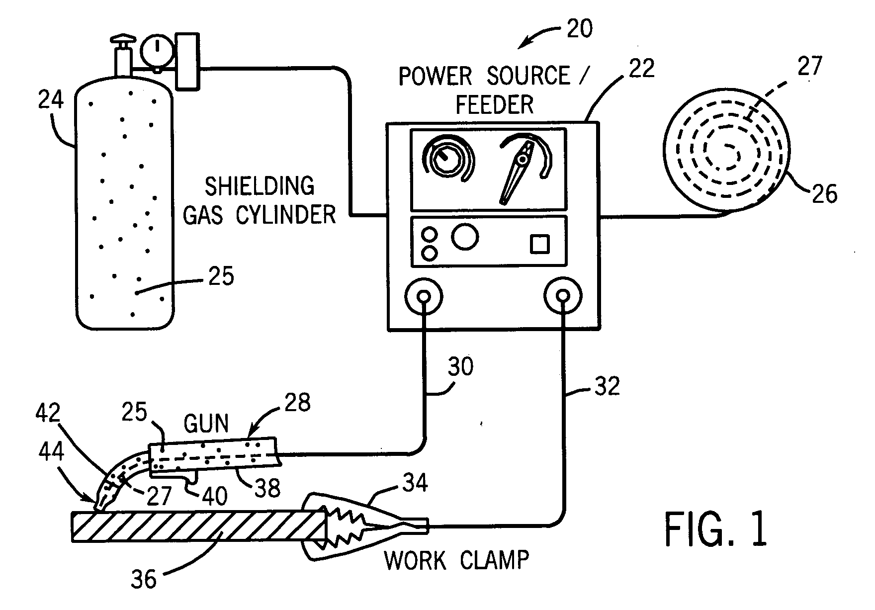 Welding gun having contact tip and method of operating same