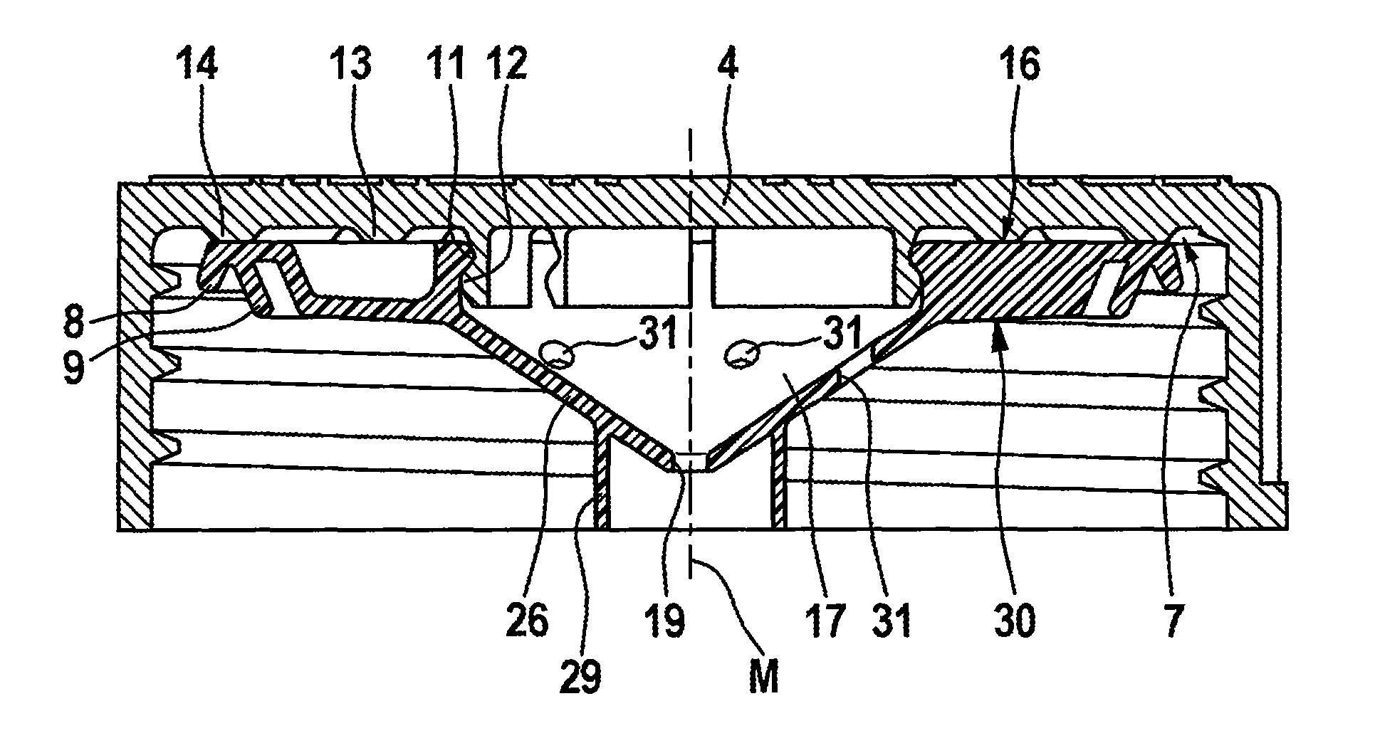 Container comprising a sealing element