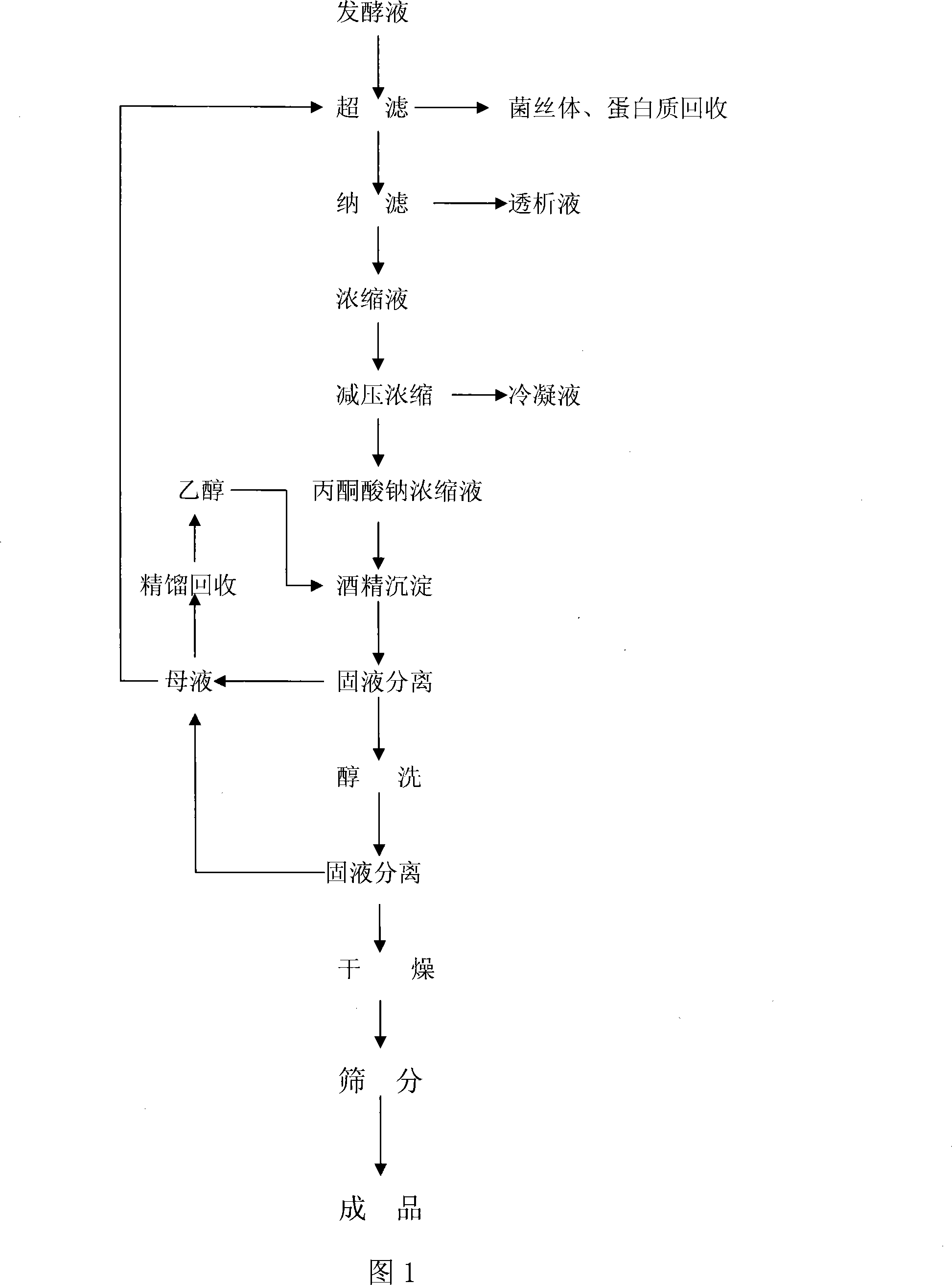 Method for extracting and separating sodium ketopropionate from acetonic acid fermentation liquid by double membrane two-step process