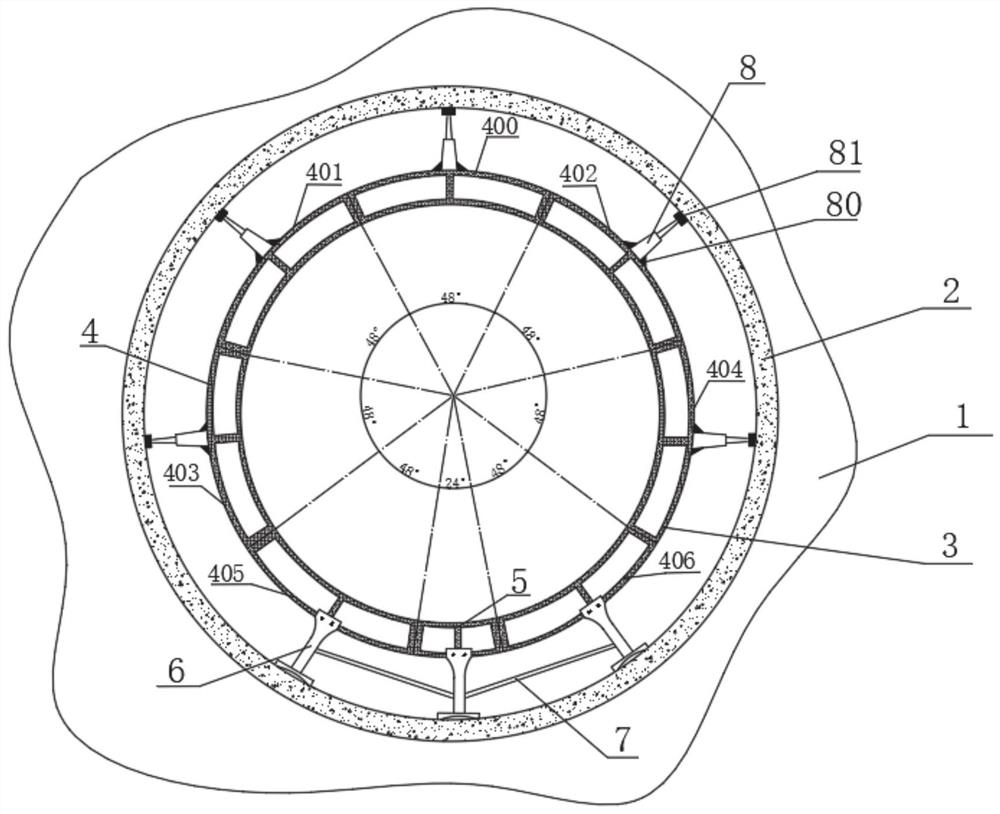 Circular prestressed support system for subway connection channel construction and assembling method