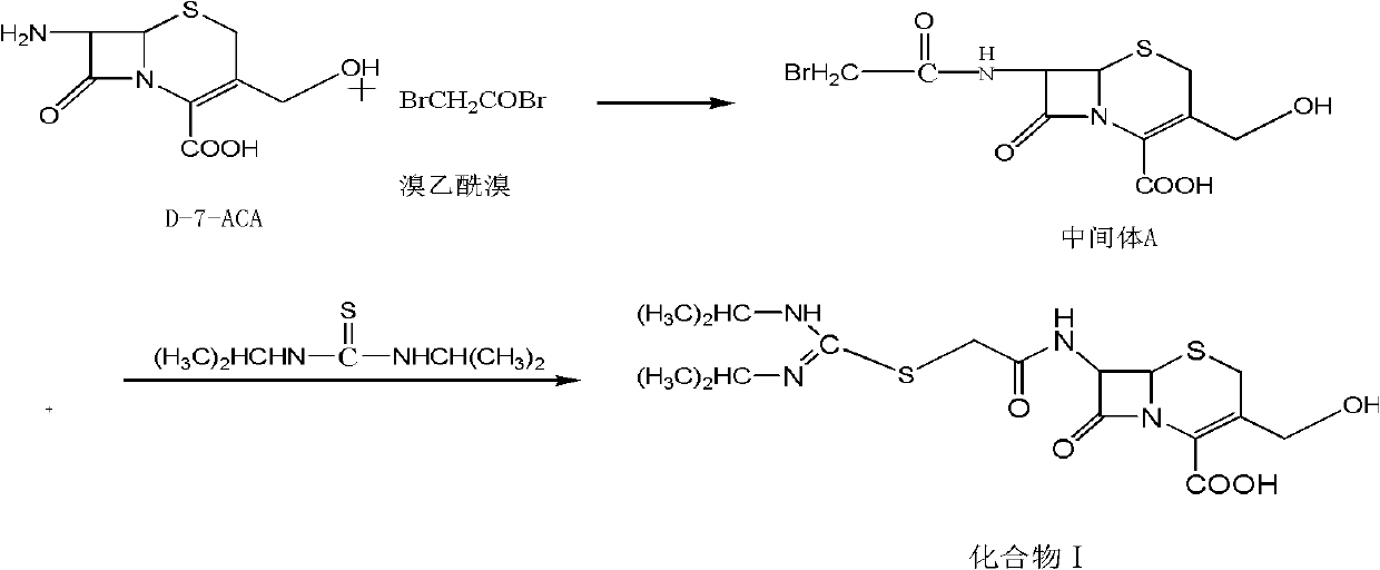 (6R, 7R)-3-hydroxymethyl-7-[alpha-(N, N'-diisopropylamidino thio)-acetamido]-8-oxo-5-thia-1-azabicycle [4, 2, 0]-oct-2-ene-2-carboxylic acid