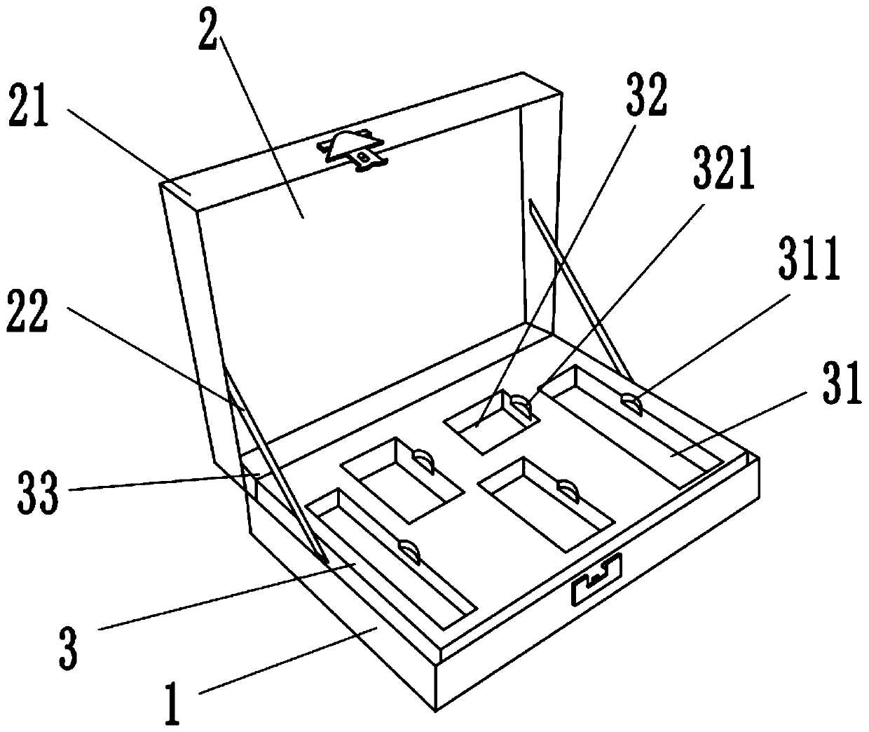 Portable care product packaging box with protection contents