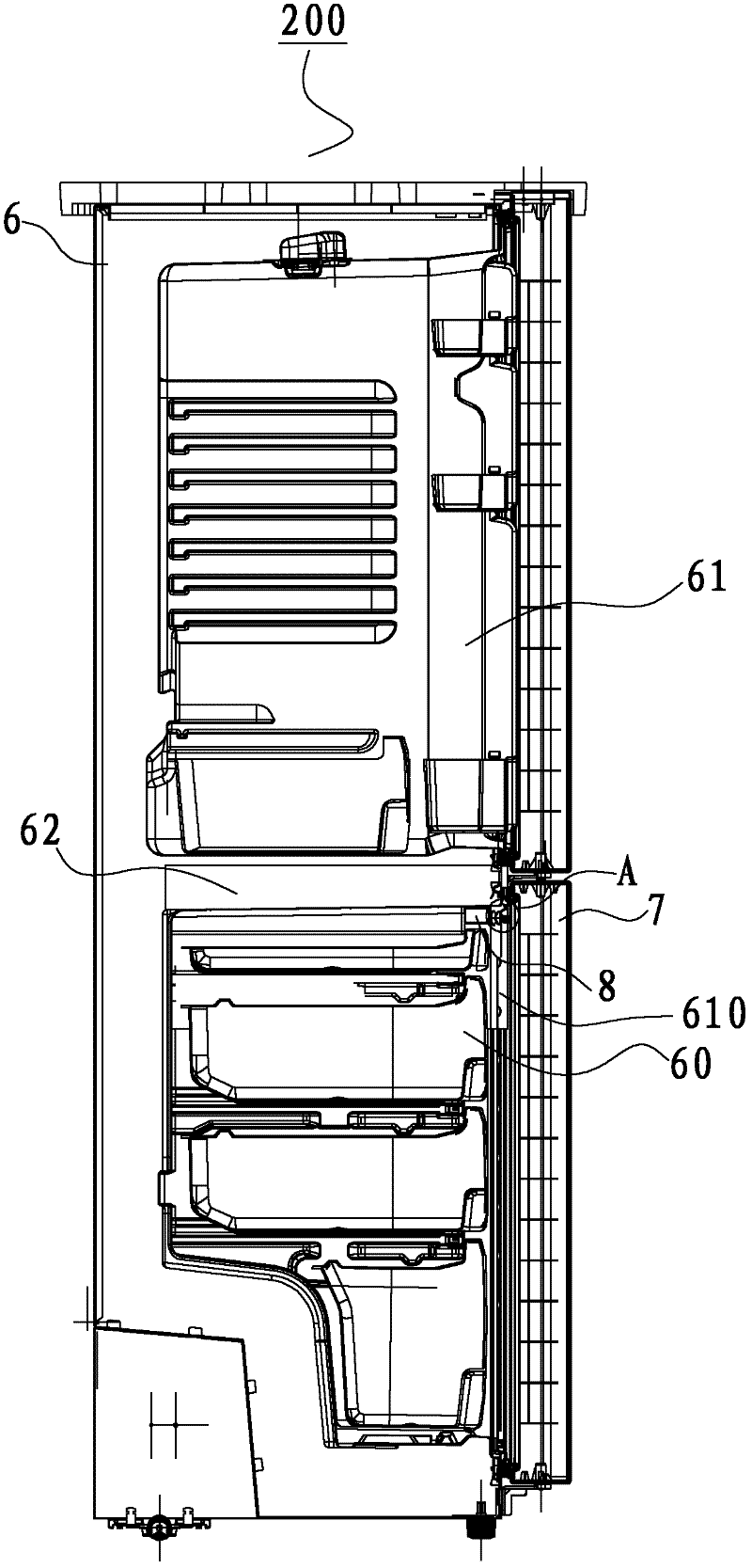 Inside door gasket for refrigerator and refrigerator with same