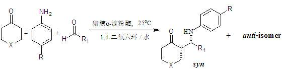 Application of porcine pancreas alpha-amylase as catalyst of asymmetrical Mannich reaction