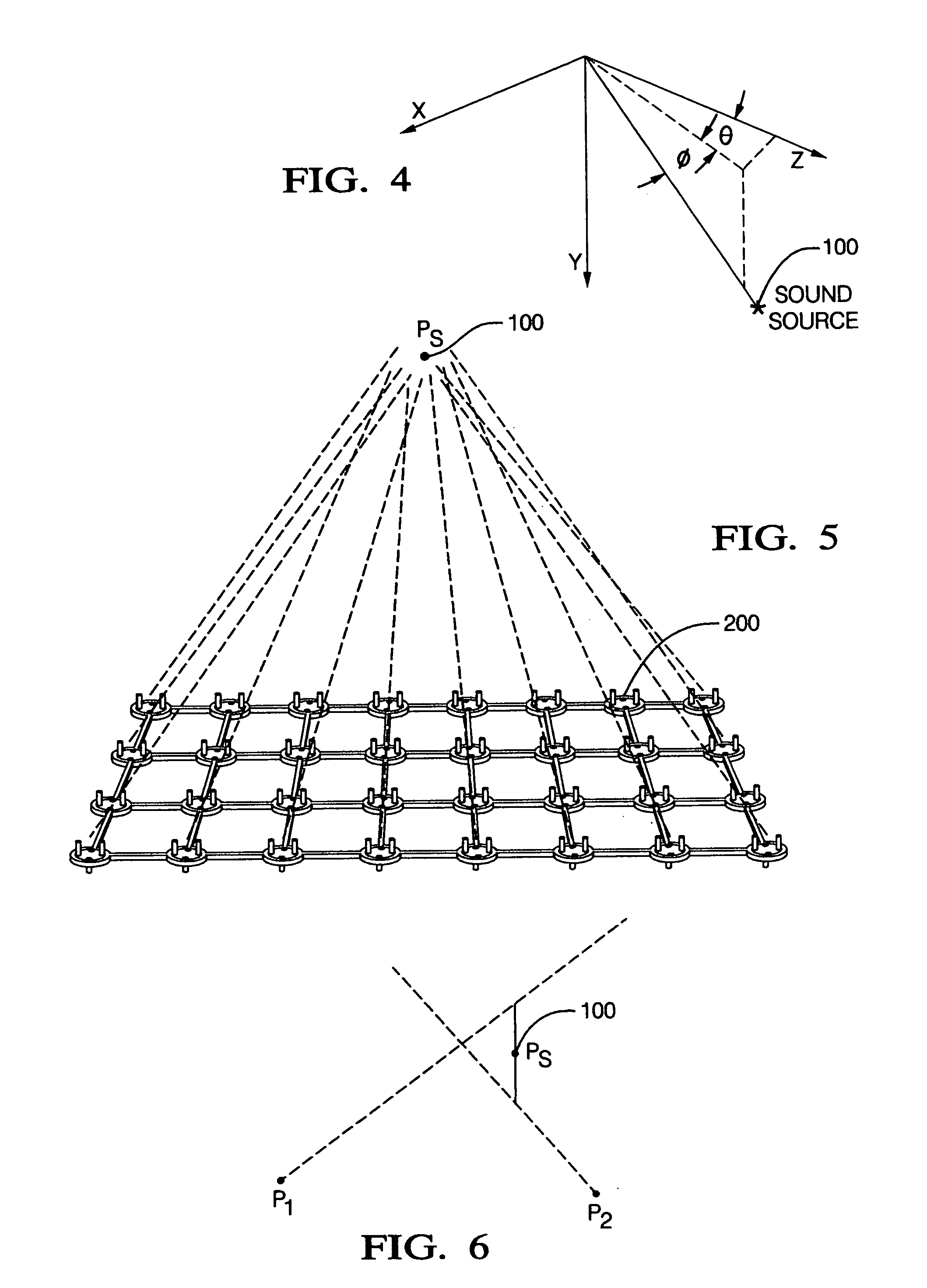 Sound source location and quantification using arrays of vector probes