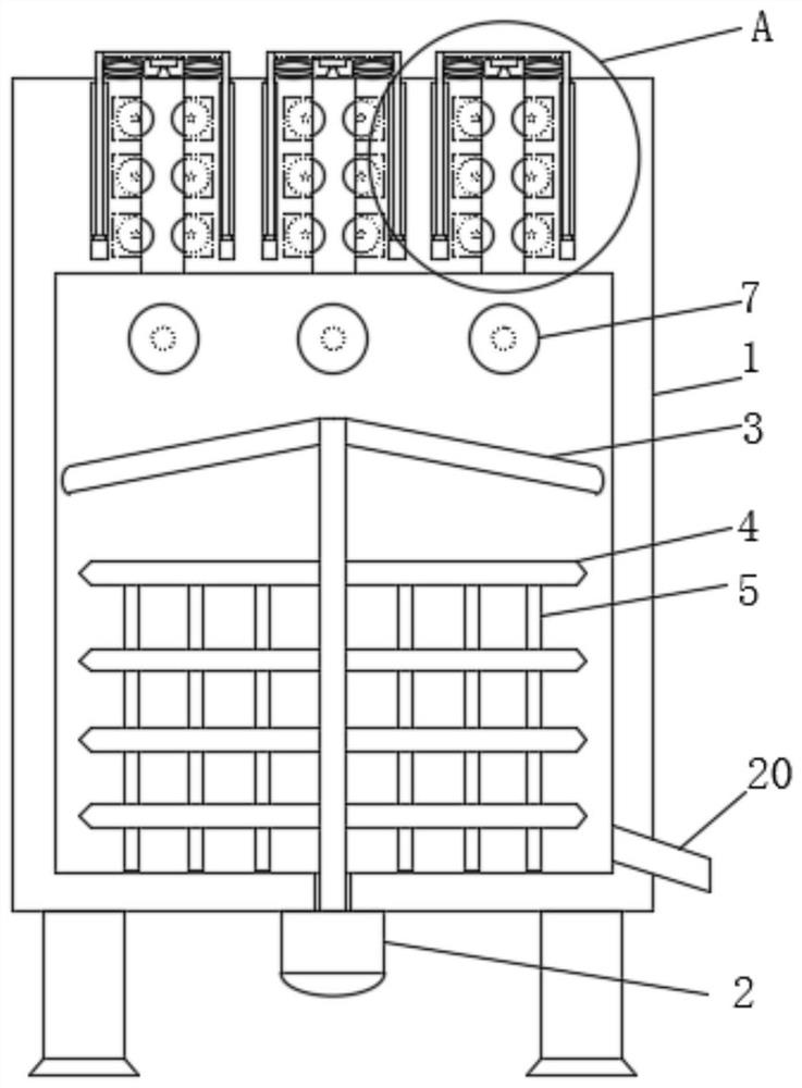 A treatment device for defective lawn composite cloth with a pretreatment structure