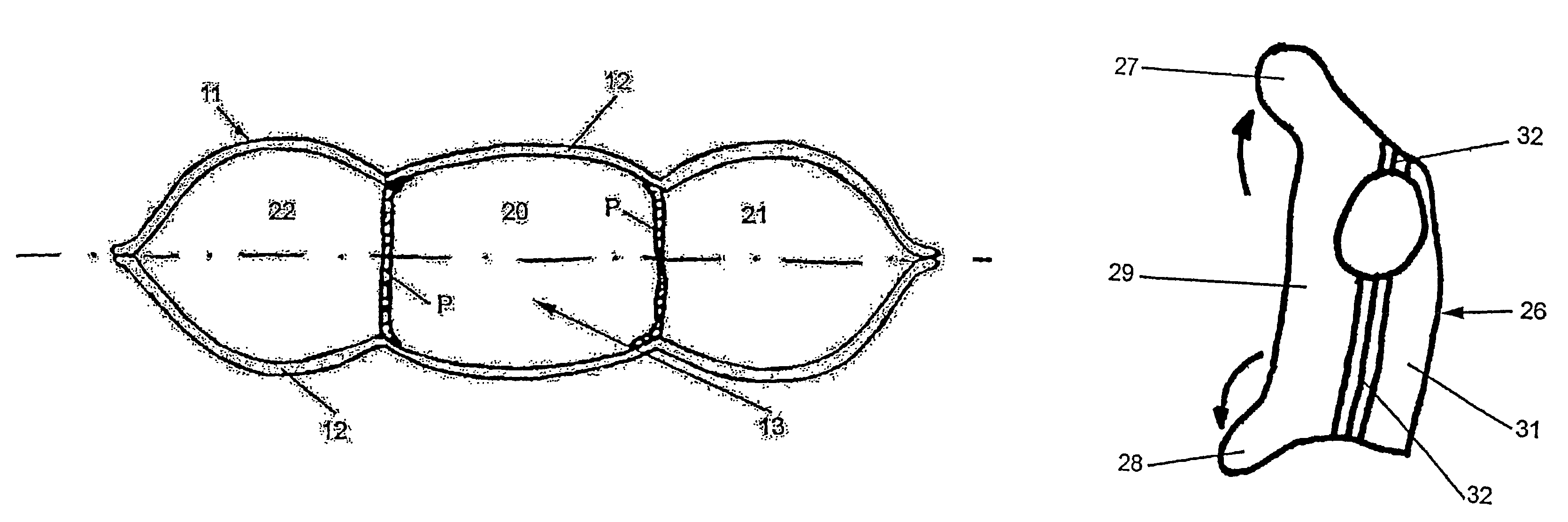 Pneumatic devices for personal protection and relevant article of clothing including such device