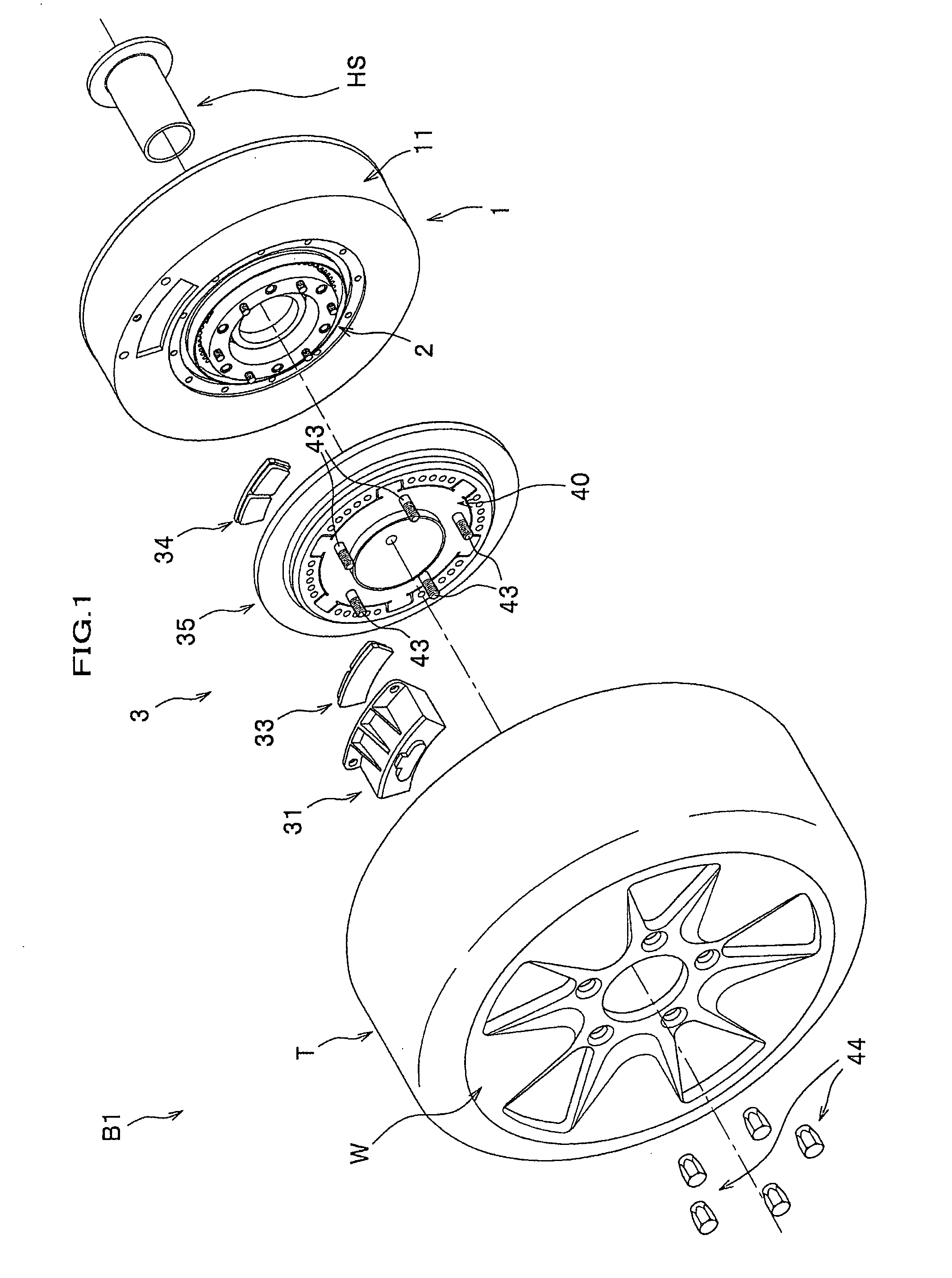 Brake structure for wheel rotating device