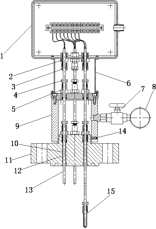 Detachable high pressure resistant multipoint flexible thermocouple