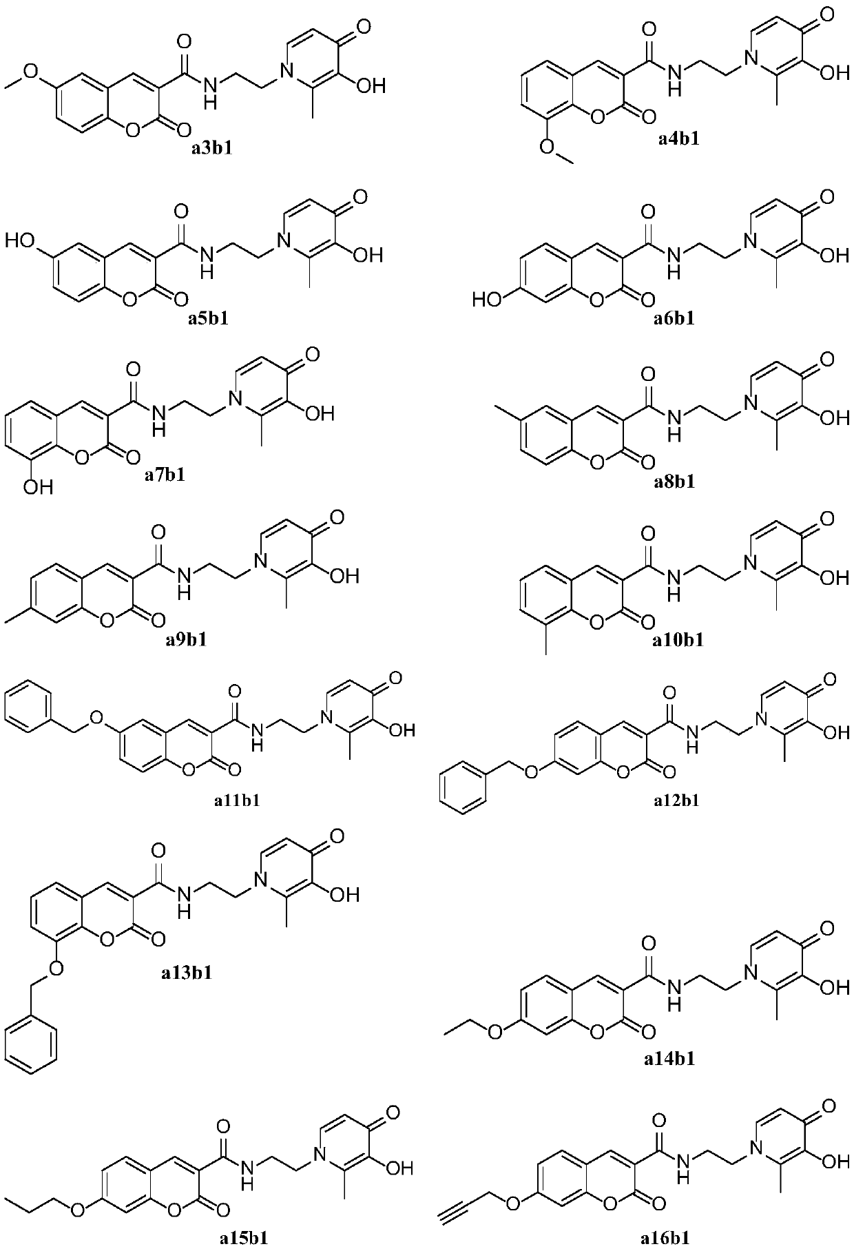 Coumarin hybrid pyridinone amide derivative with potential anti-AD activity and preparation method and application of derivative