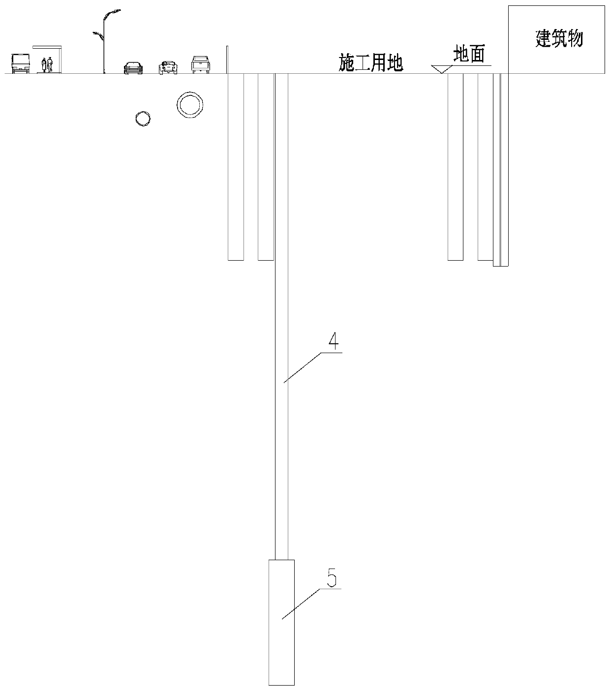 Pipe curtain cover excavation reverse construction method for subway station construction